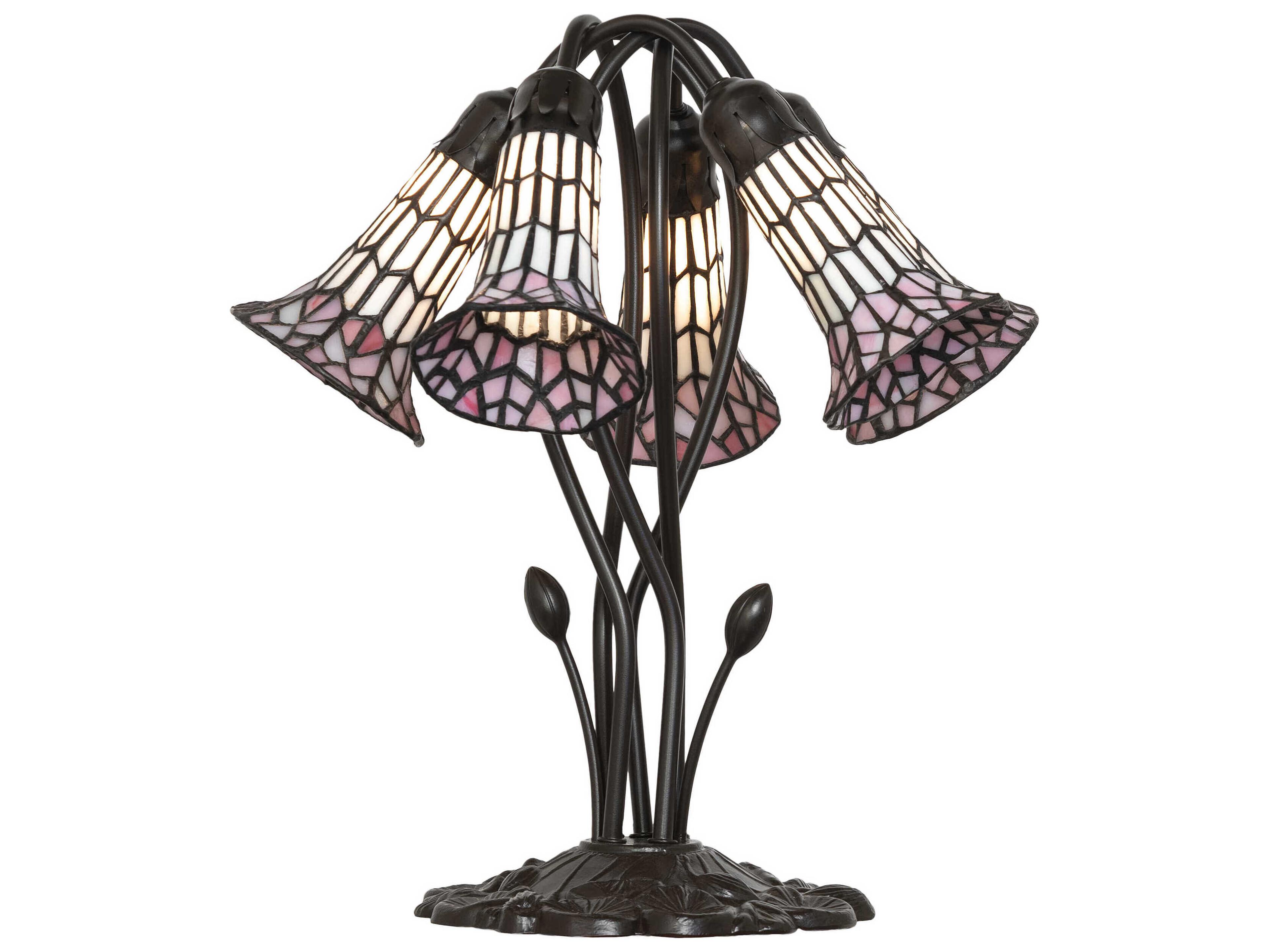 Stained Glass Pond Lily Mahogany Bronze Table Lamp