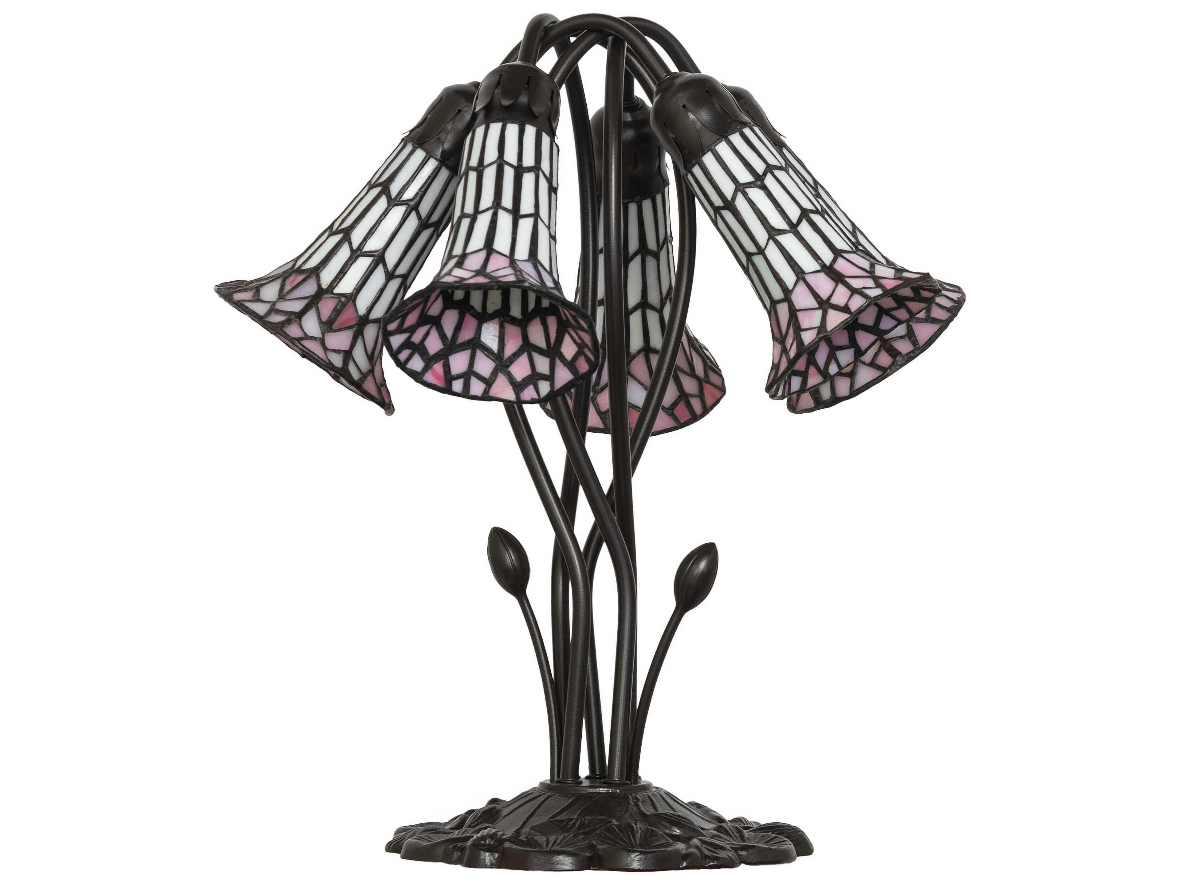 Meyda Stained Glass Pond Lily Mahogany Bronze Table Lamp