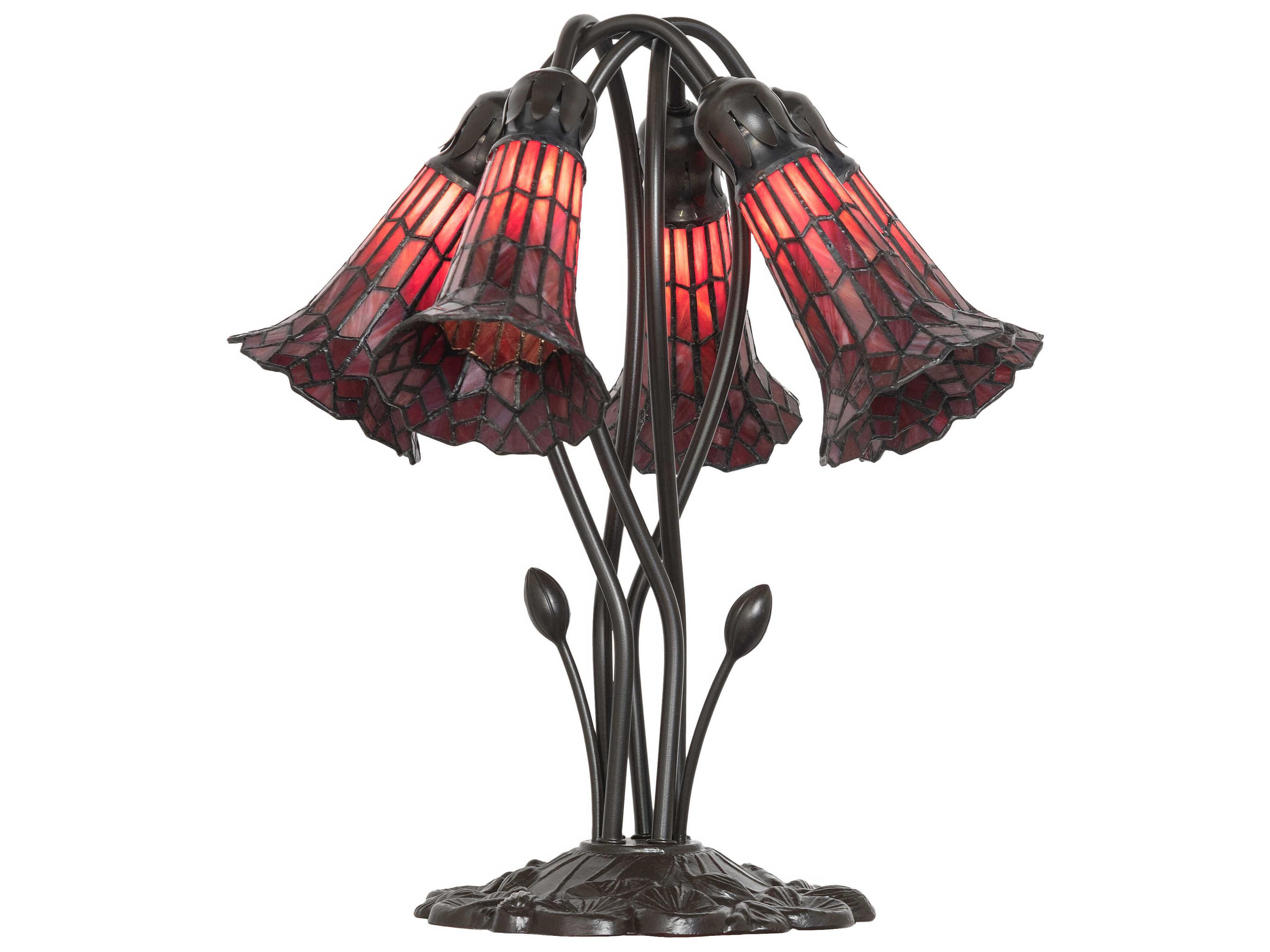 Stained Glass Pond Lily Mahogany Bronze Table Lamp