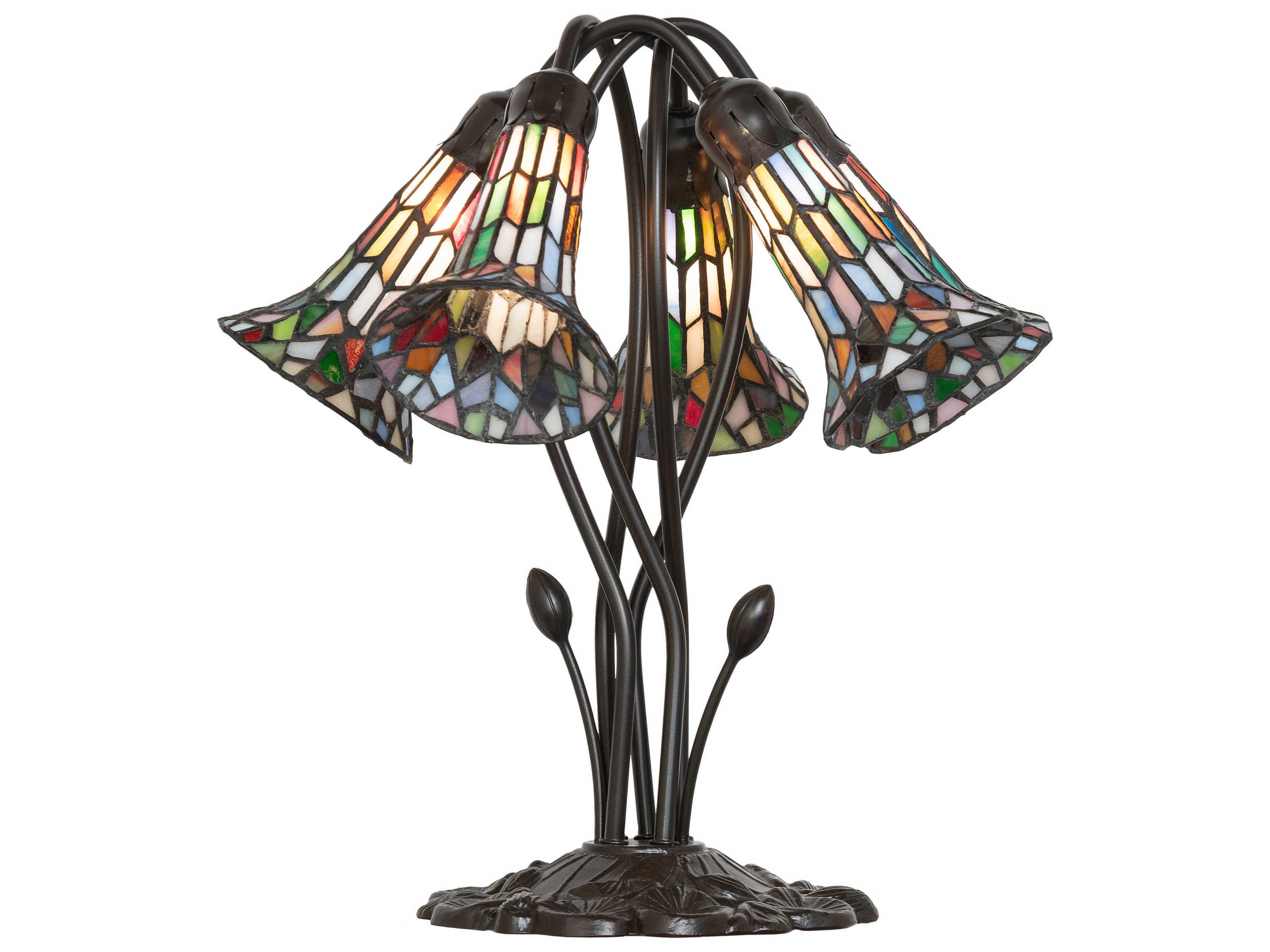 Stained Glass Pond Lily Mahogany Bronze Table Lamp