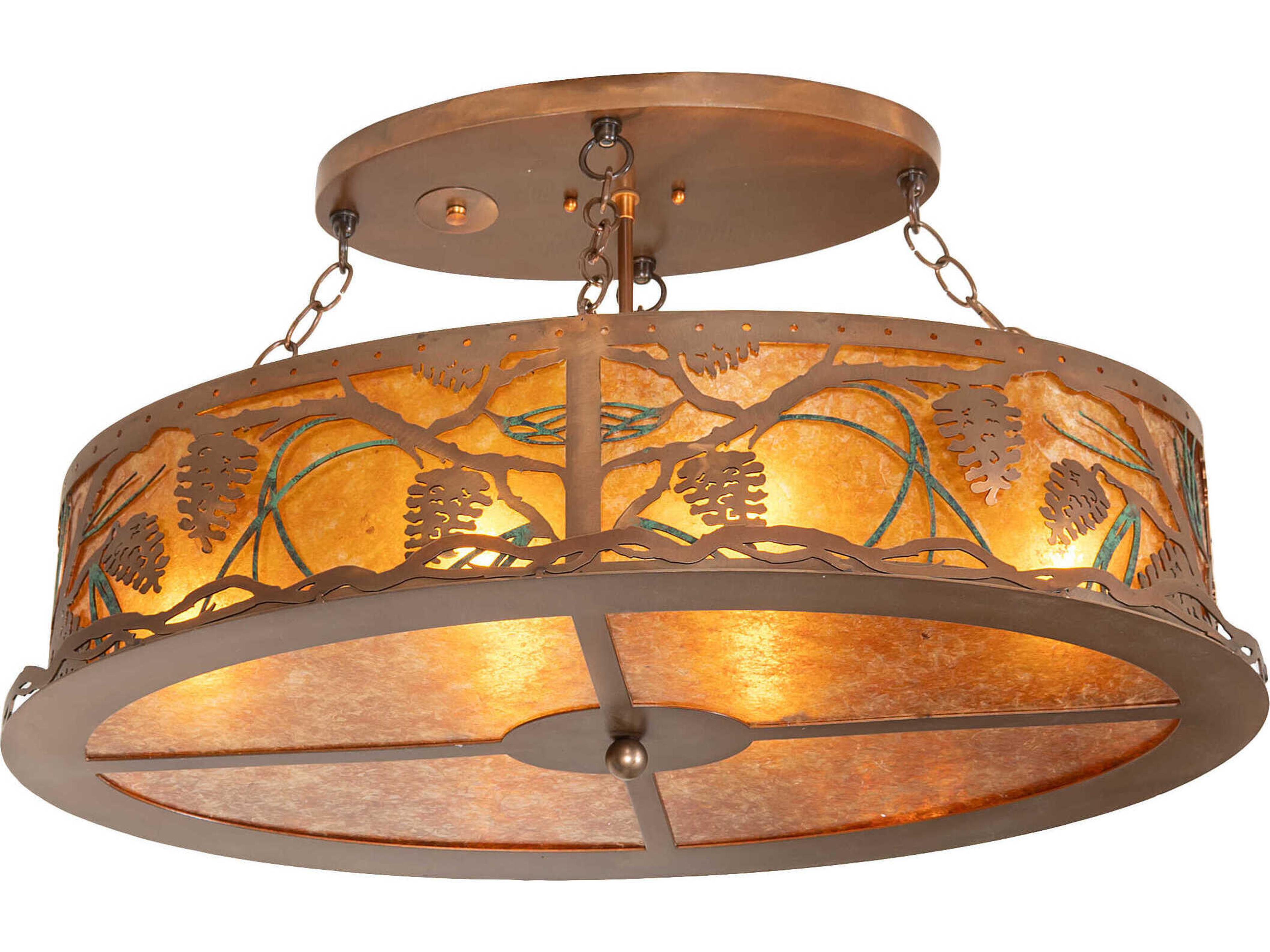 Whispering Pines 6-Light Copper Semi Flush Mount