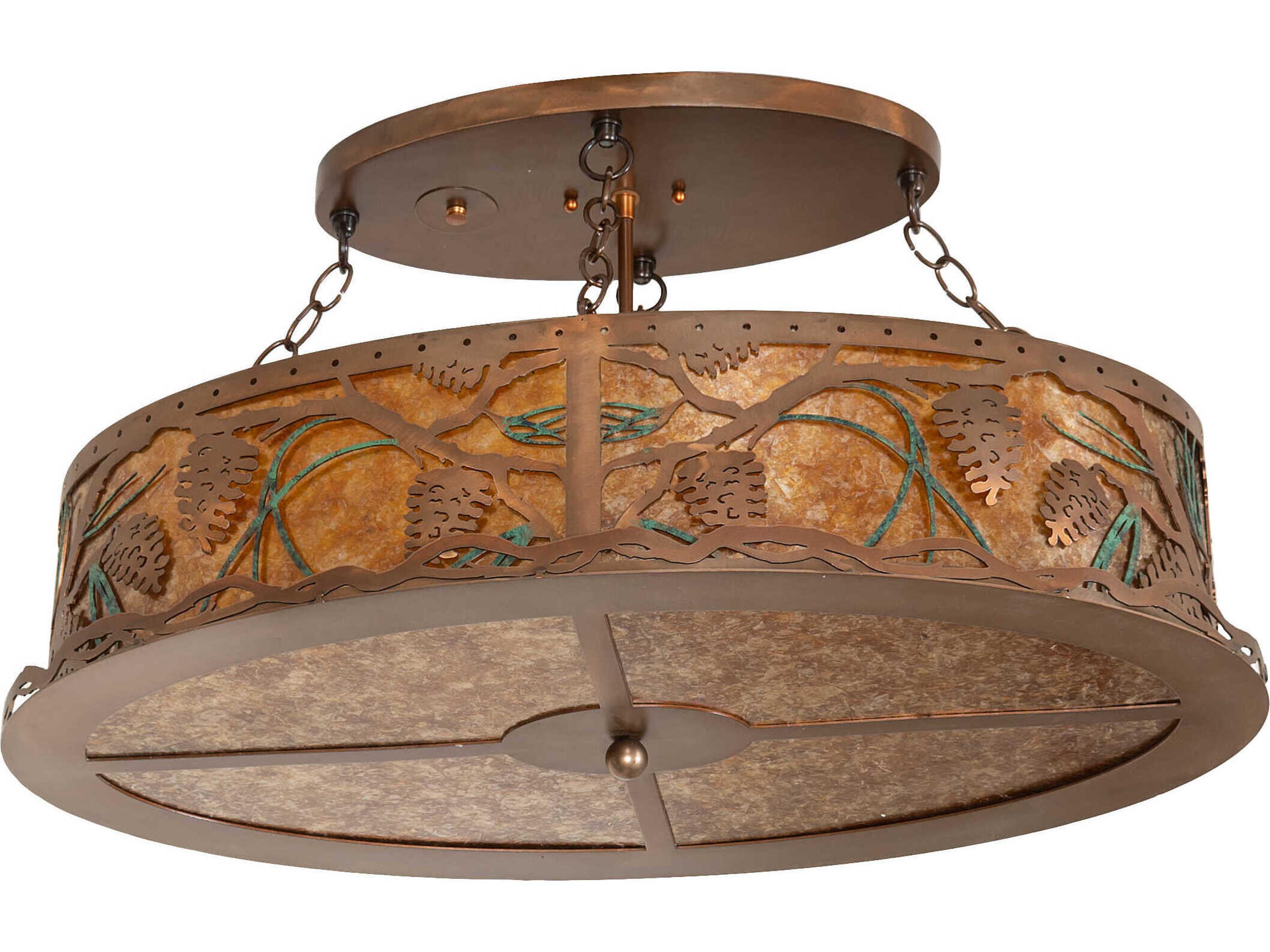 Meyda Whispering Pines 6-Light Copper Semi Flush Mount