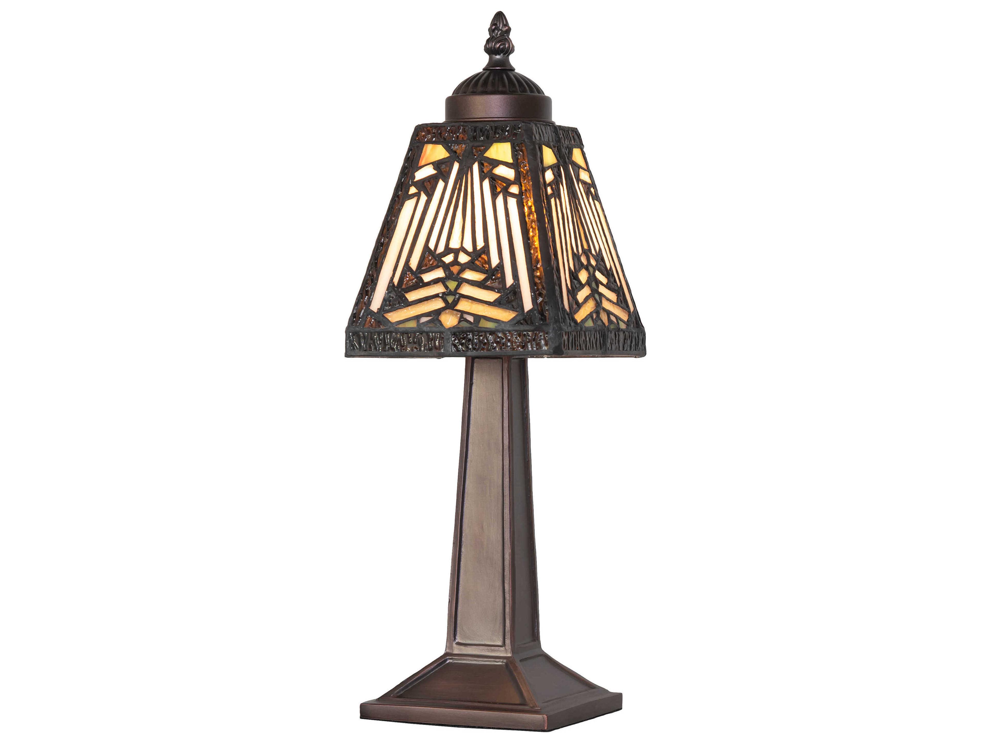 Nuevo Mission Mahogany Bronze Sunflower Amber Chocolate Glass Tiffany Table Lamp