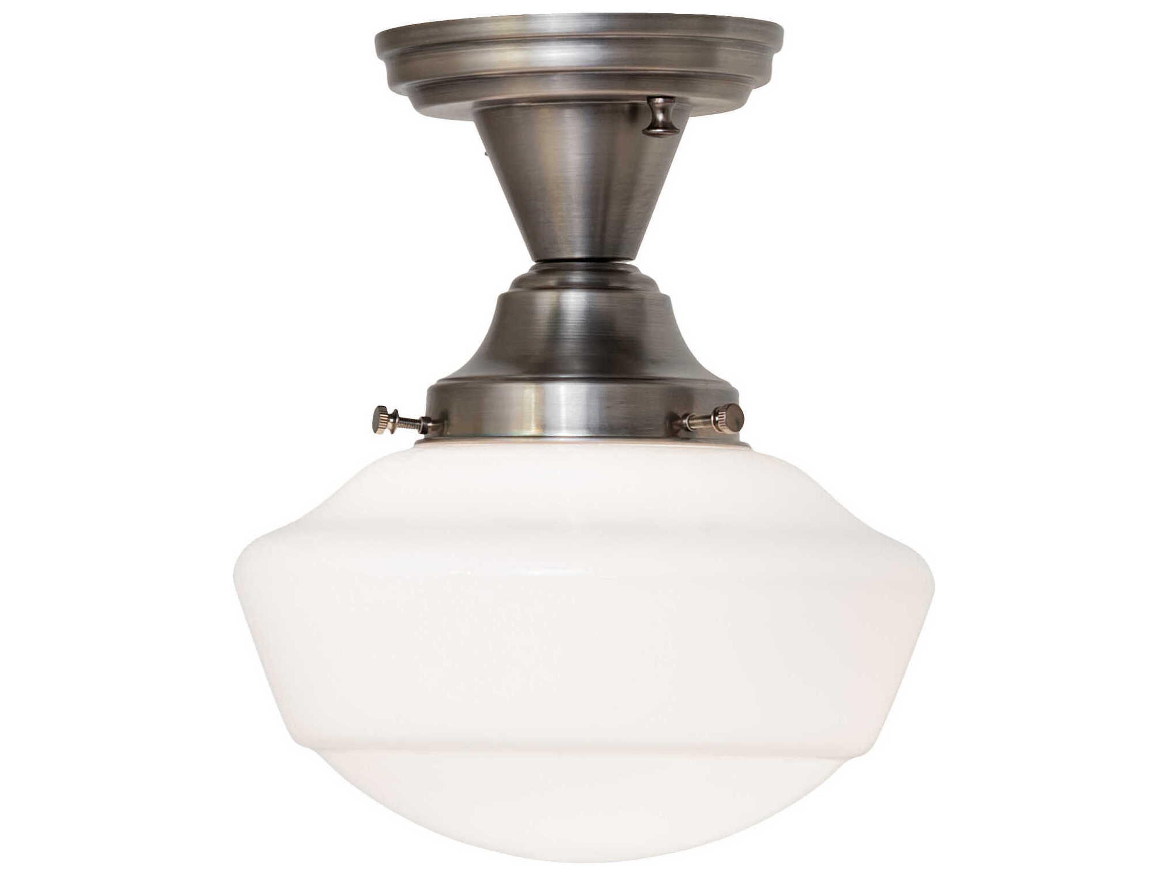 Revival Schoolhouse 1-Light Antique Nickel Glass Semi Flush Mount