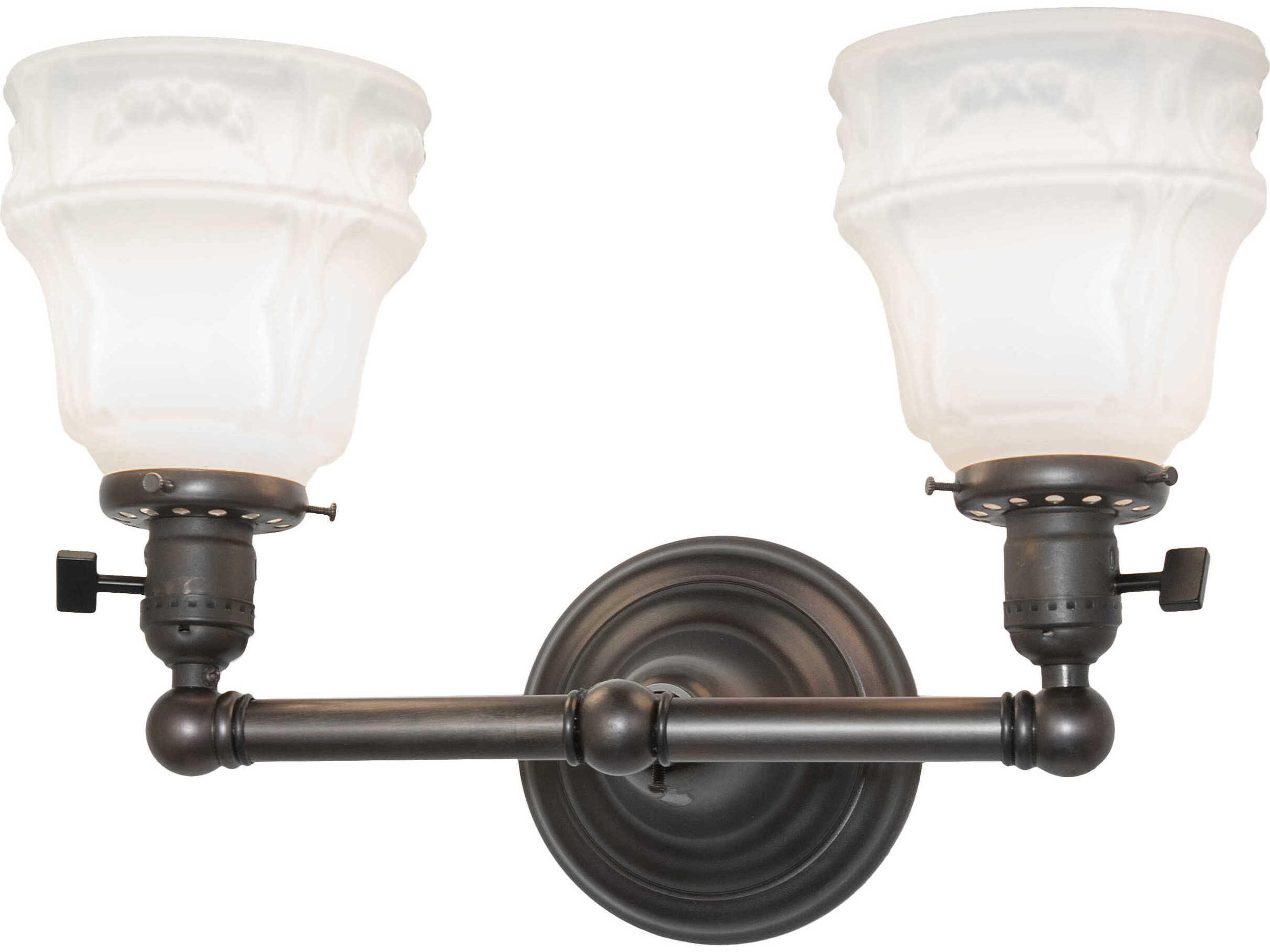 2-Light Black Glass Vanity Light