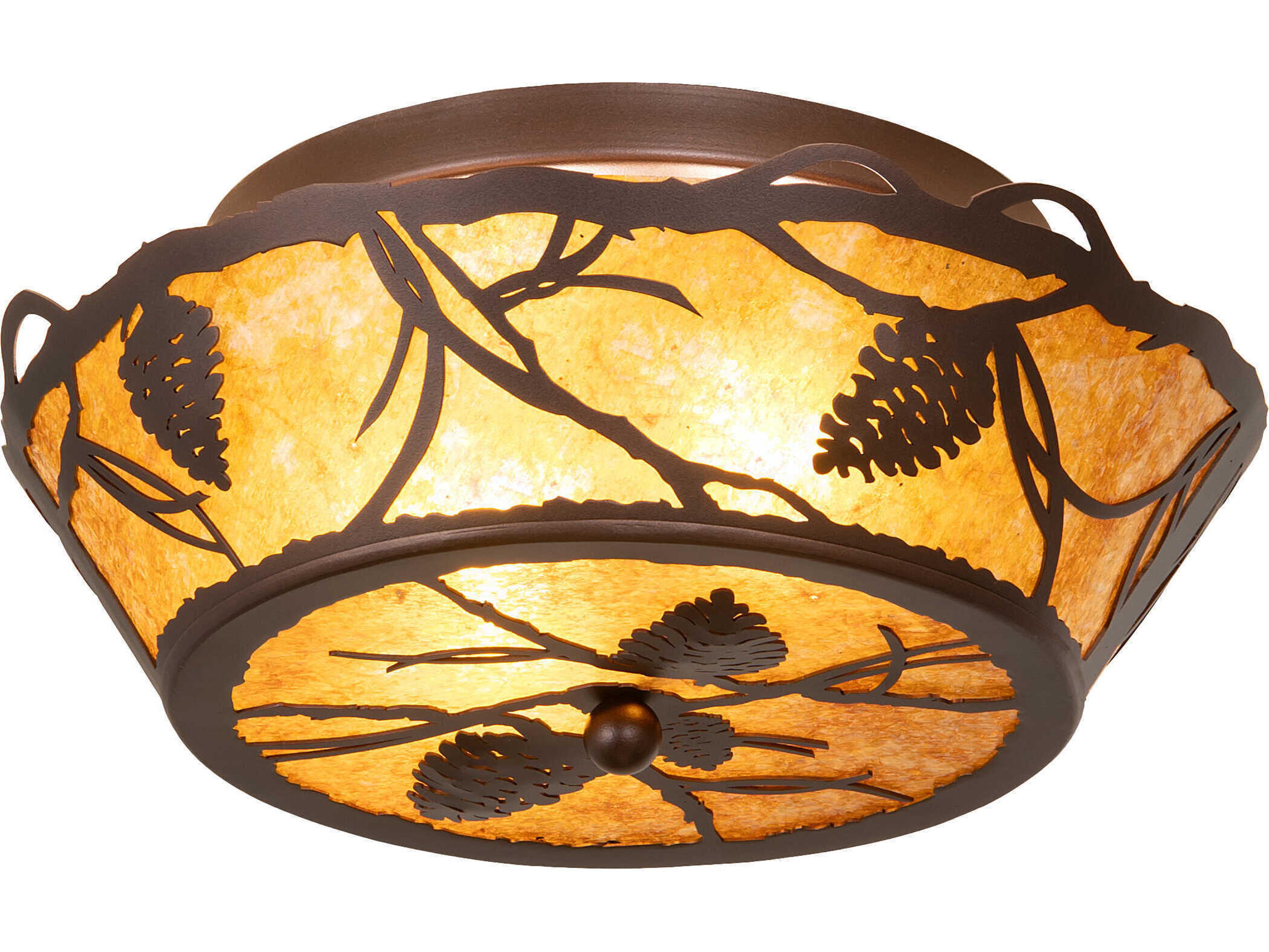 Whispering Pines 2-Light Mahogany Bronze Flush Mount