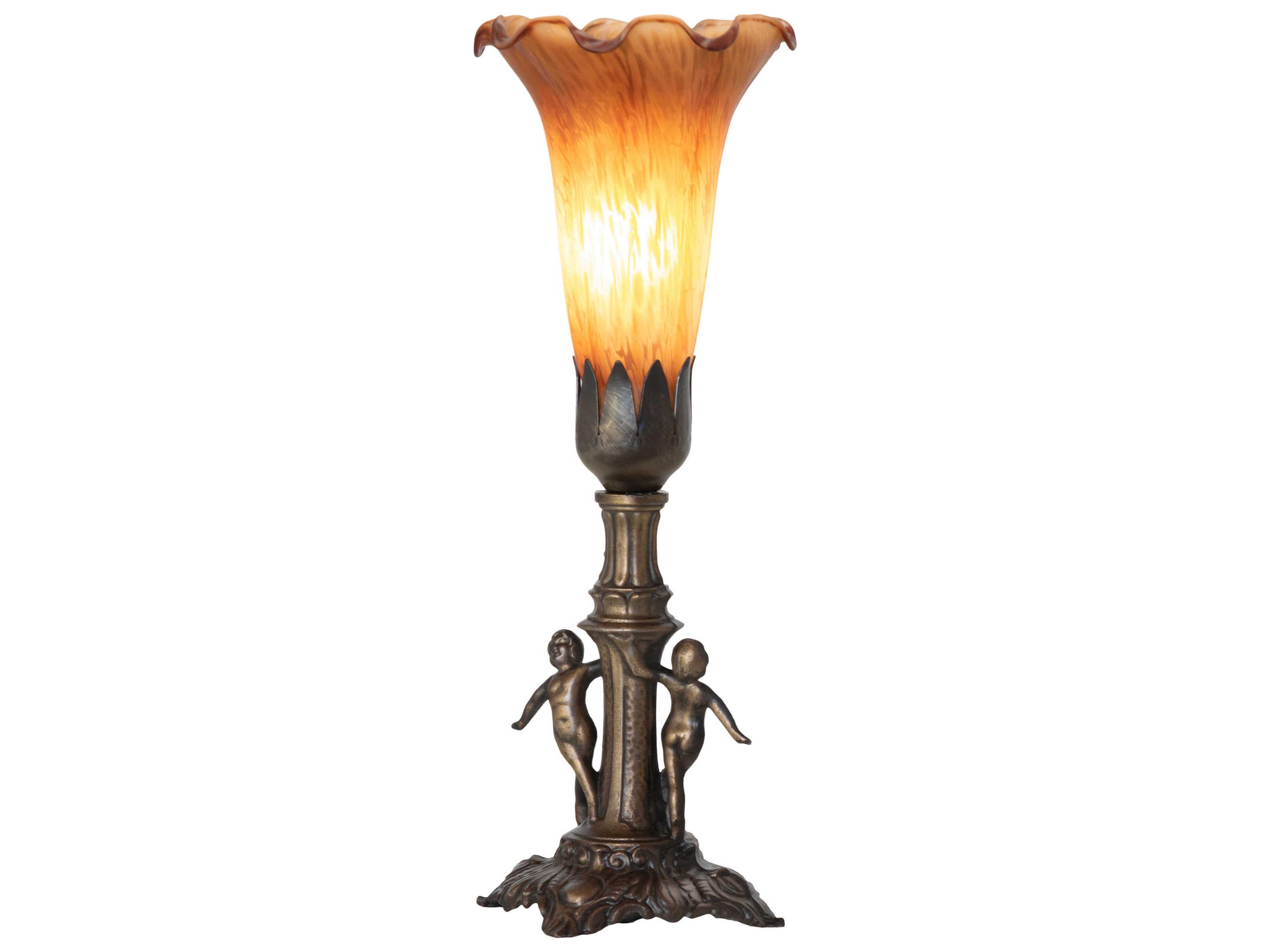 Pond Lily Antique Brass Table Lamp