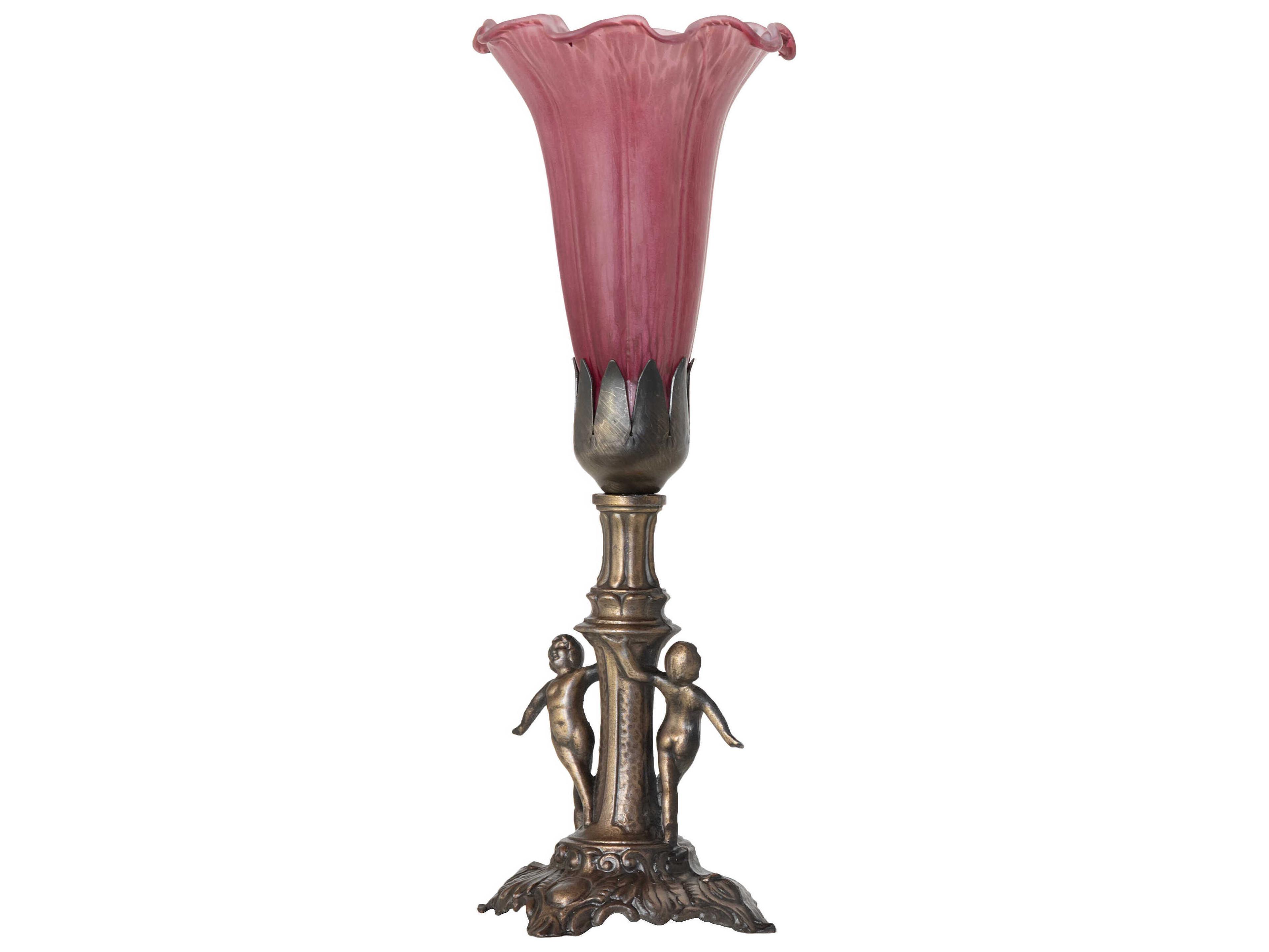 Meyda Pond Lily Antique Brass Table Lamp