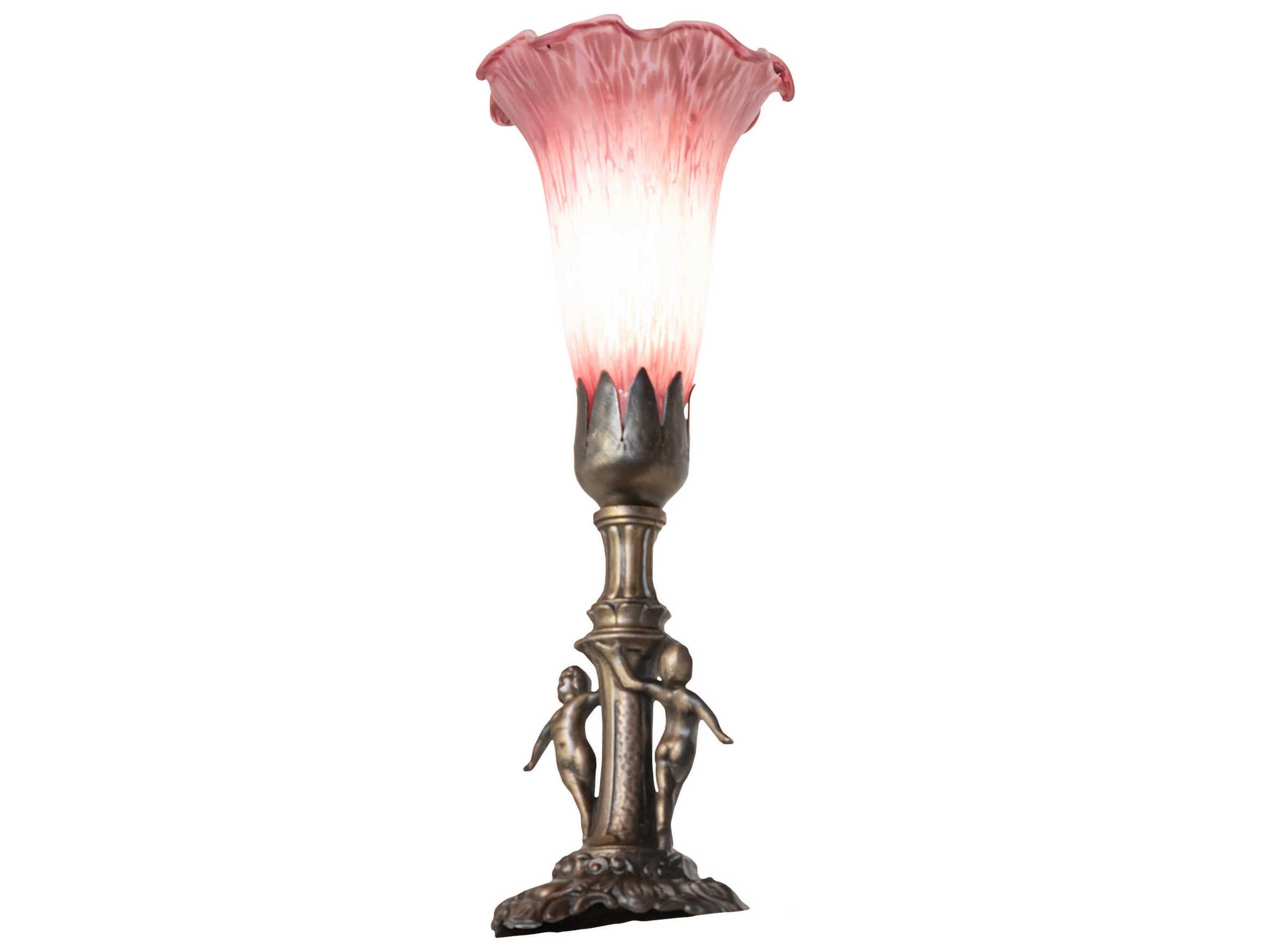Meyda Pond Lily Antique Brass Table Lamp