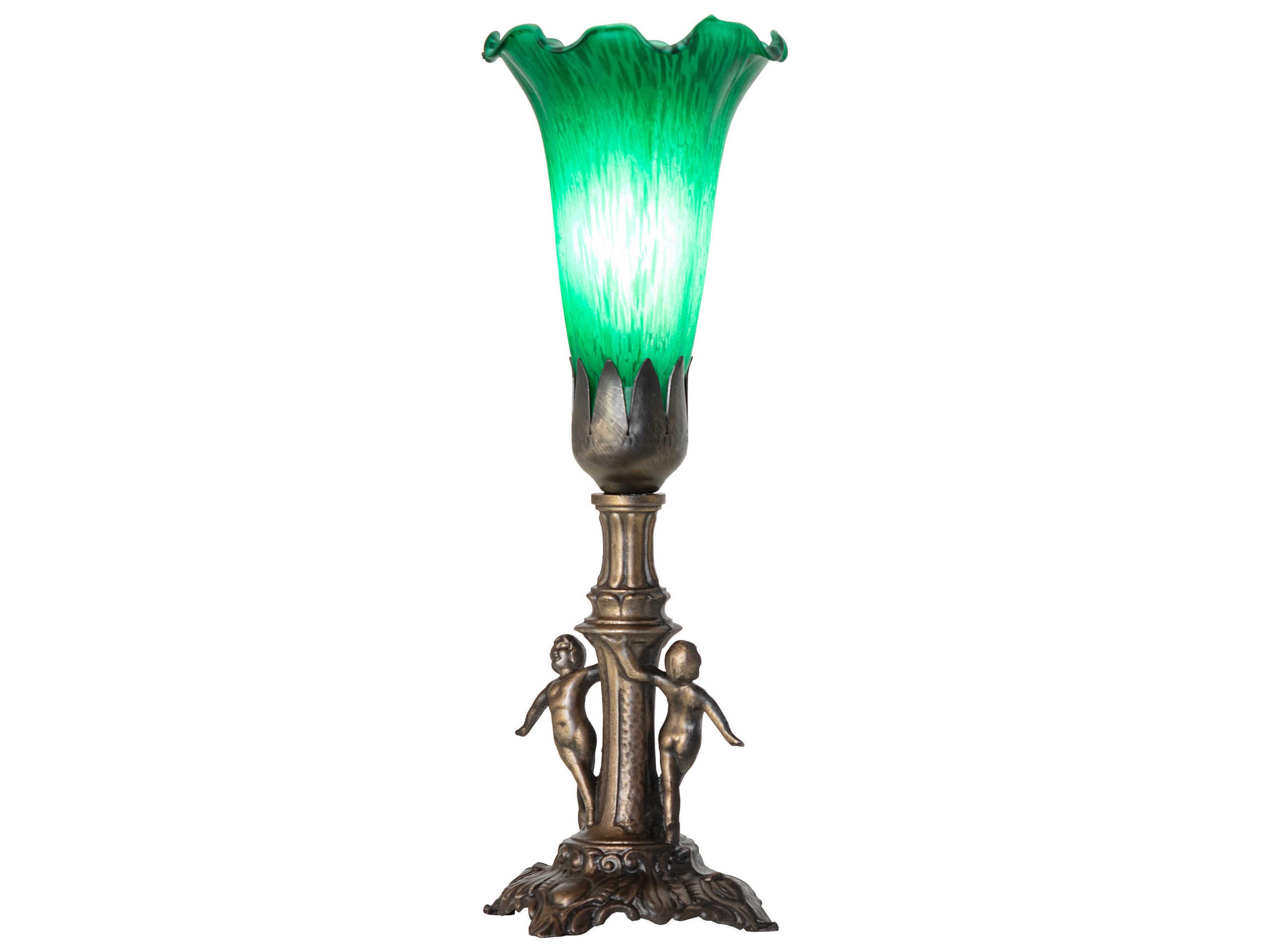 Pond Lily Antique Brass Table Lamp