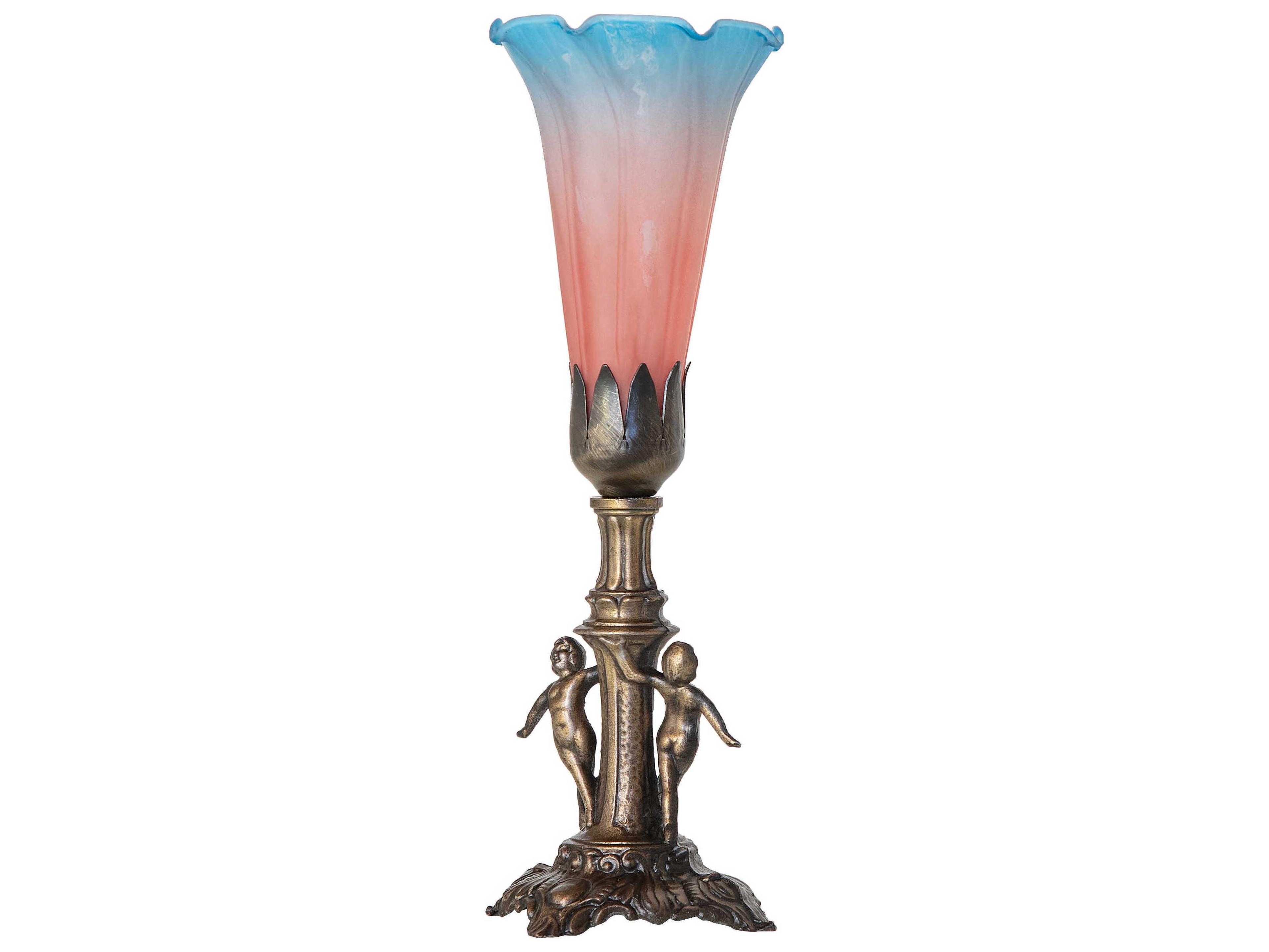 Meyda Pond Lily Antique Brass Table Lamp