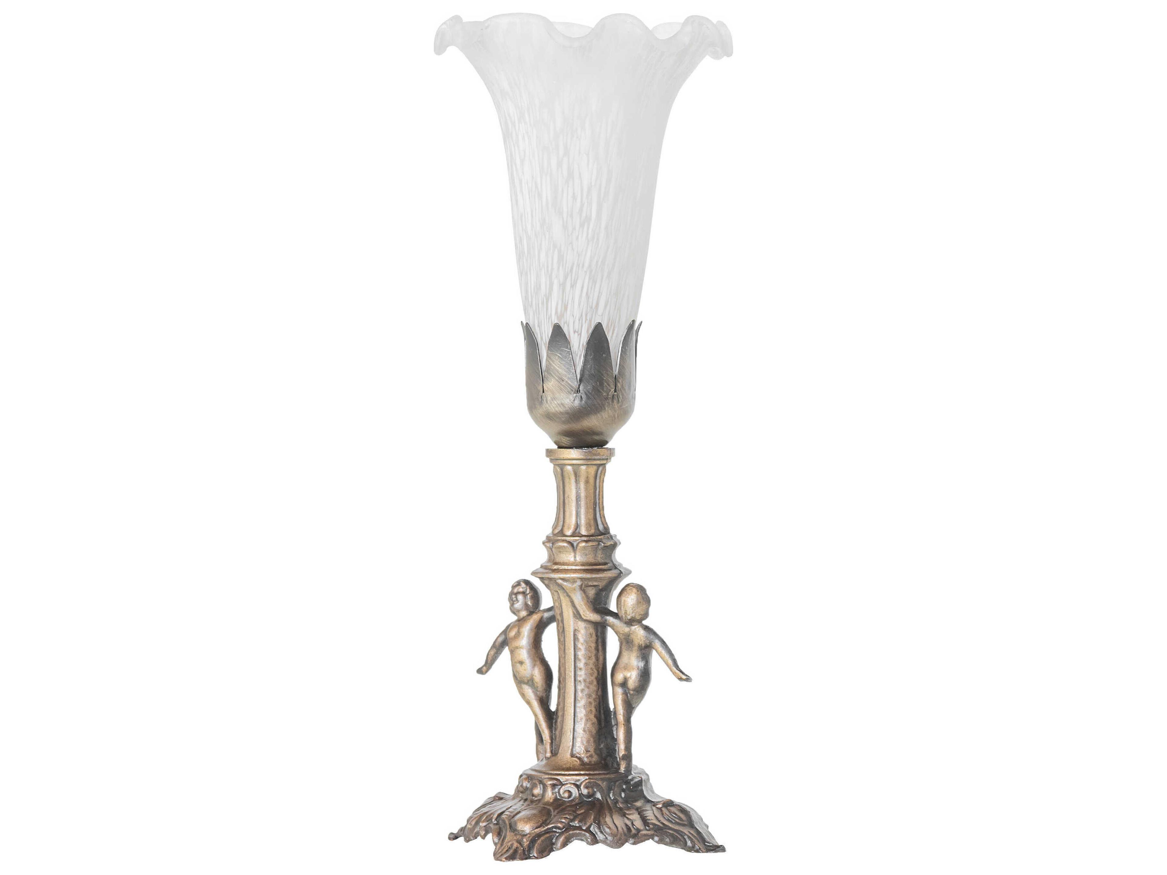 Meyda Pond Lily Antique Brass Table Lamp