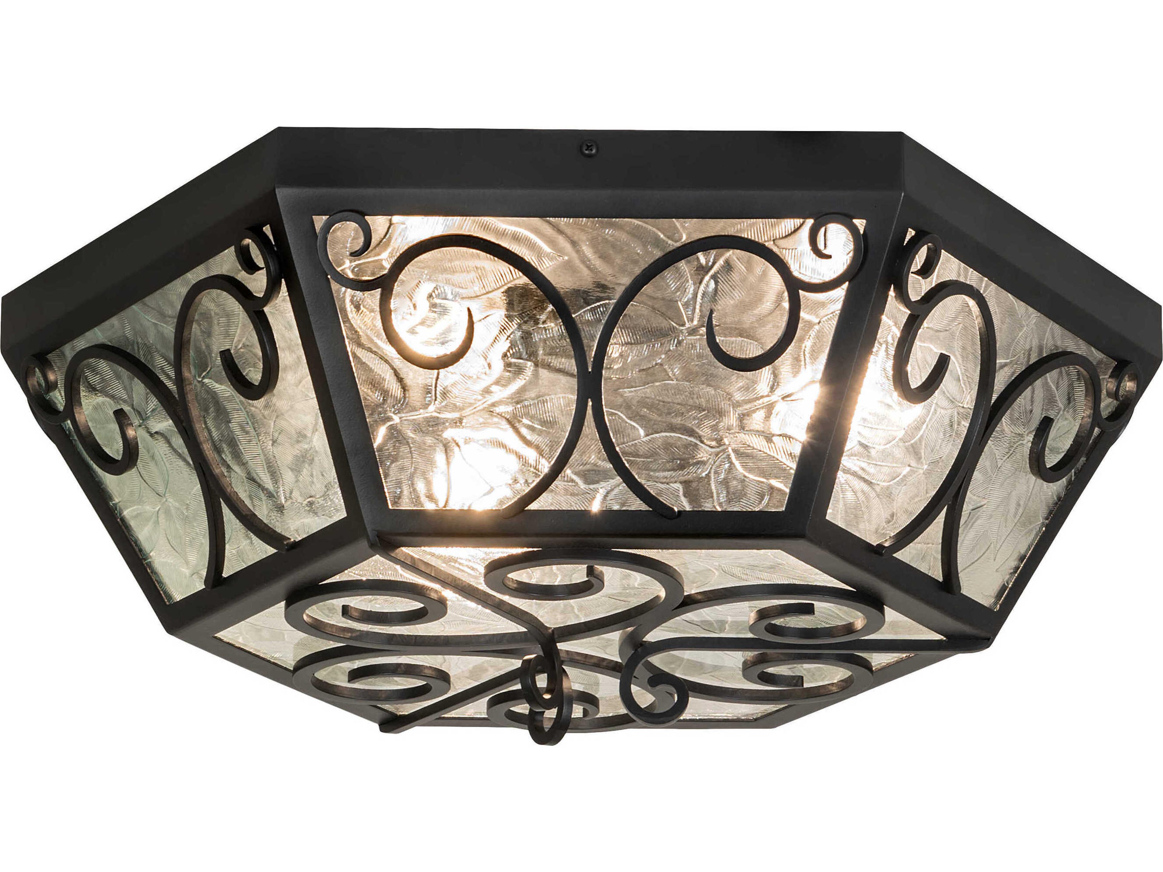Camilla 3-Light Blackwash Glass Flush Mount