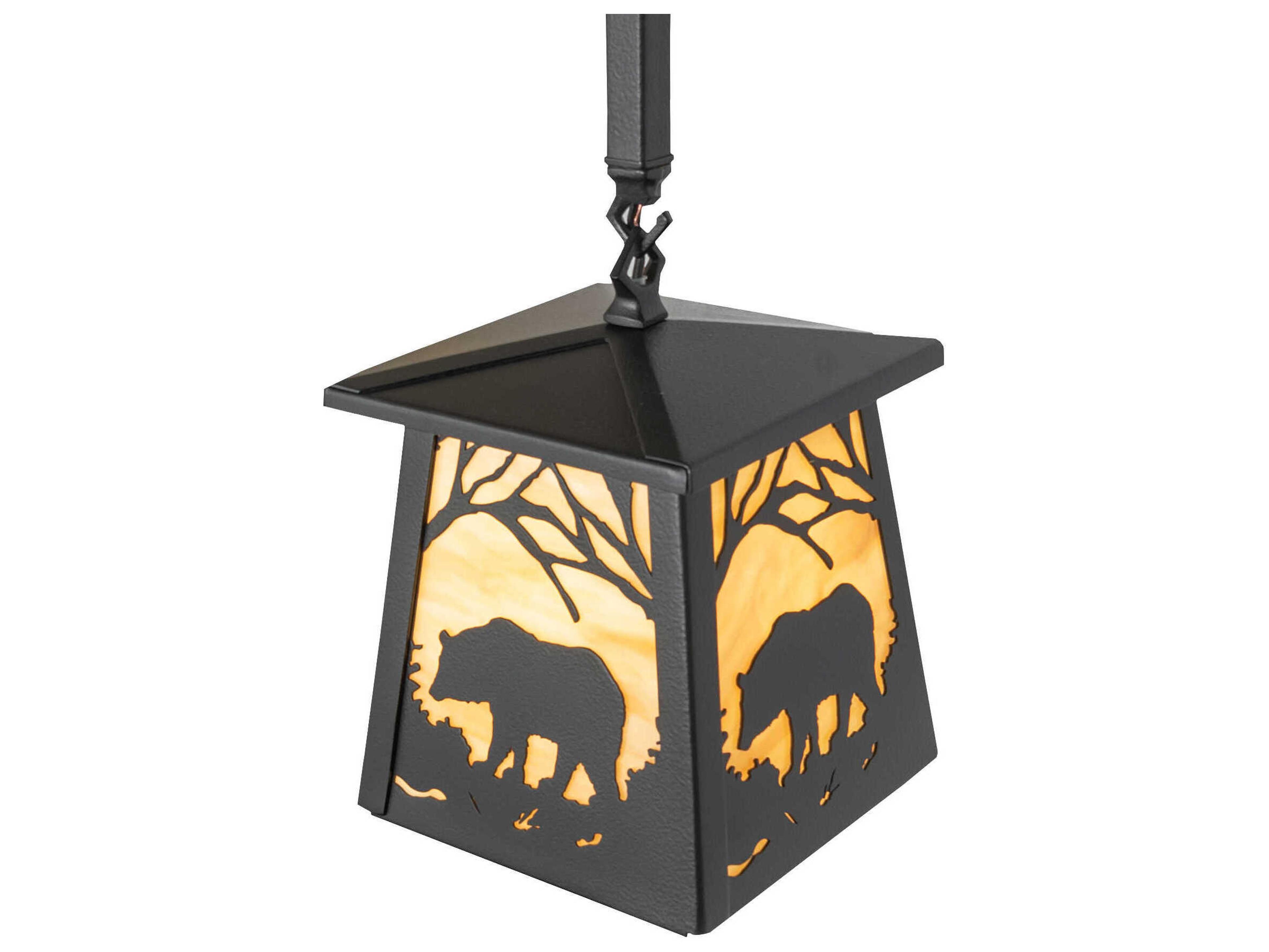 Meyda Bear At Dawn 1-Light Black Satin Wrought Iron Mini Pendant