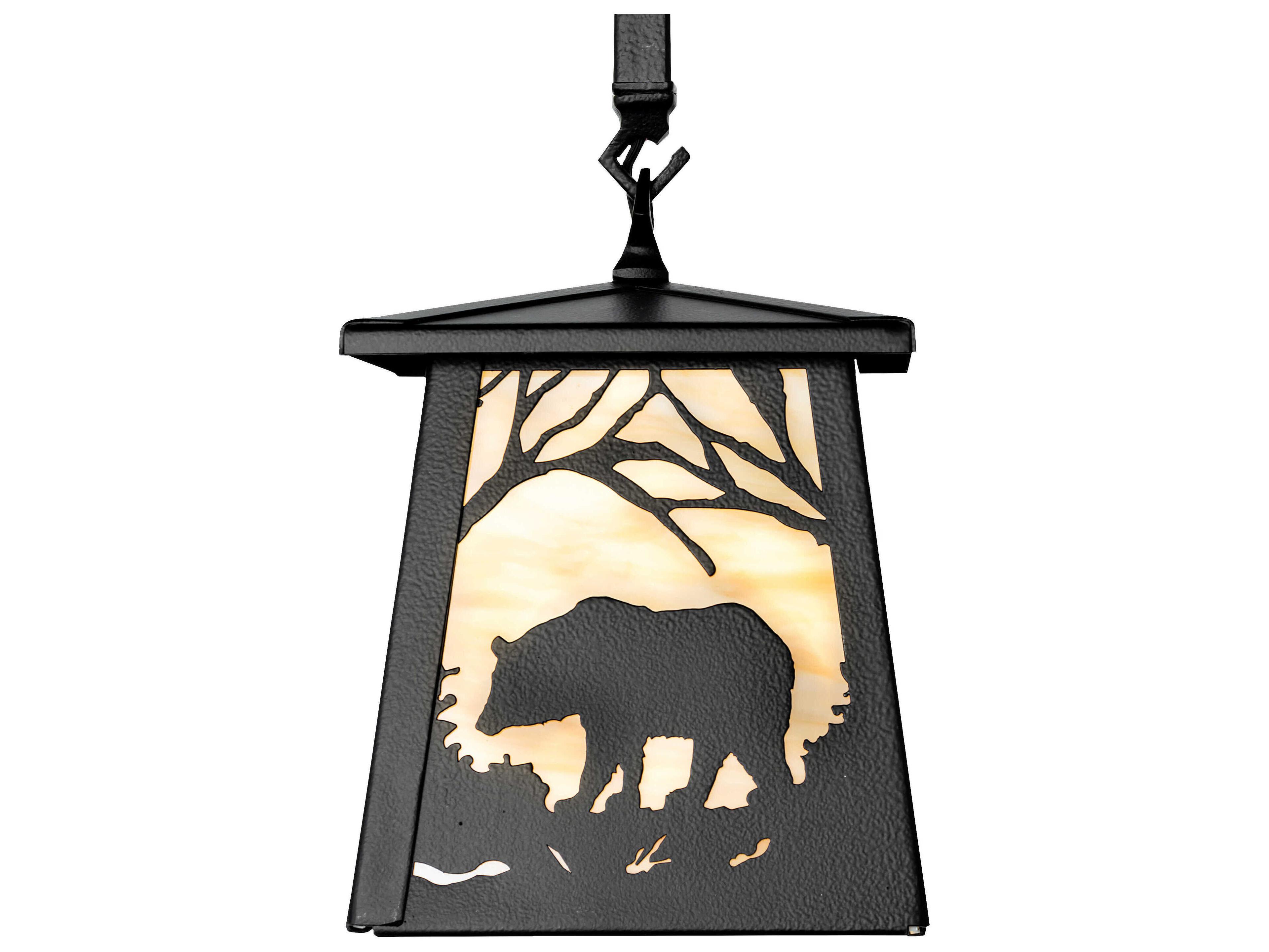 Meyda Bear At Dawn 1-Light Black Satin Wrought Iron Mini Pendant