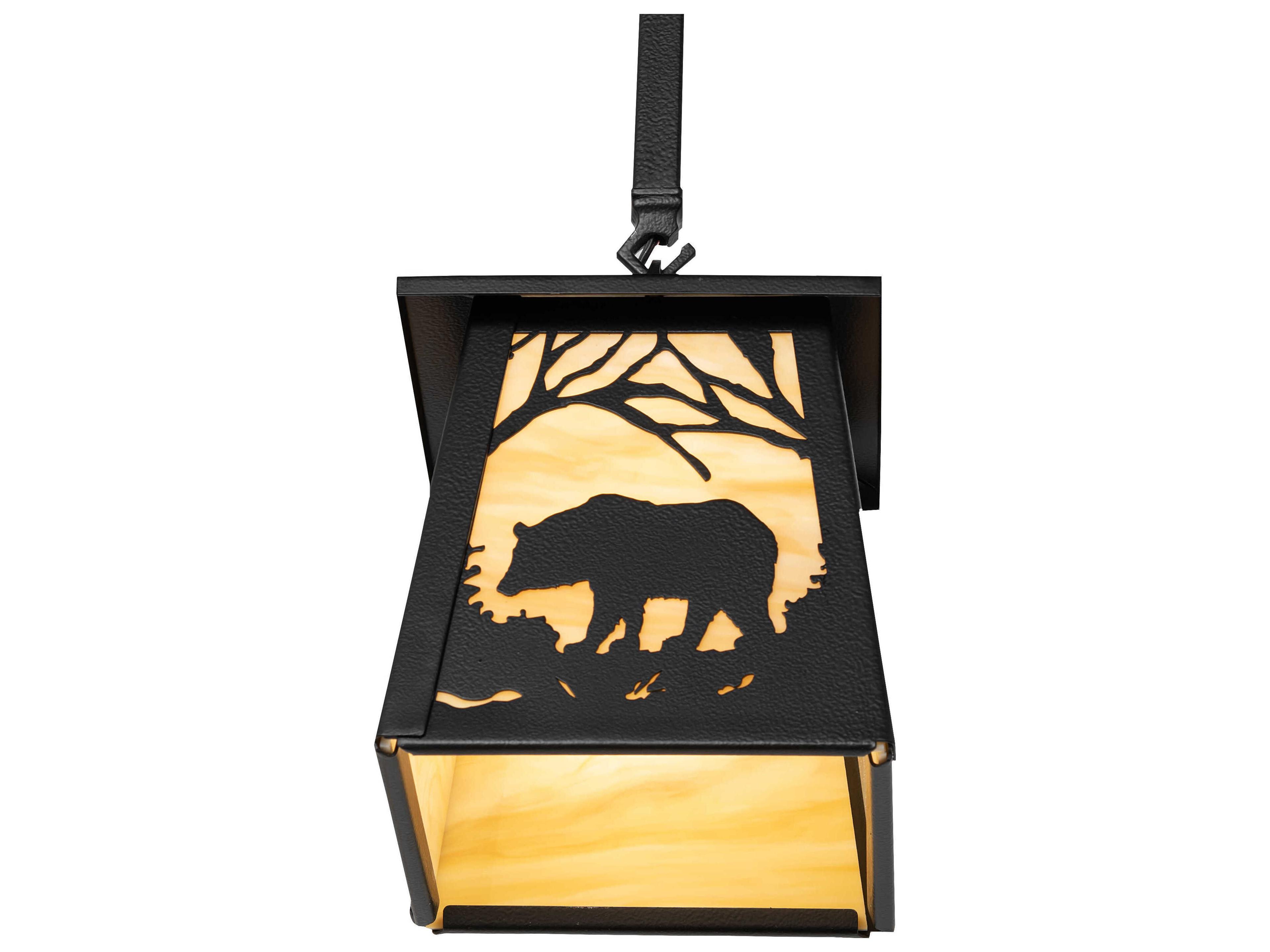 Meyda Bear At Dawn 1-Light Black Satin Wrought Iron Mini Pendant