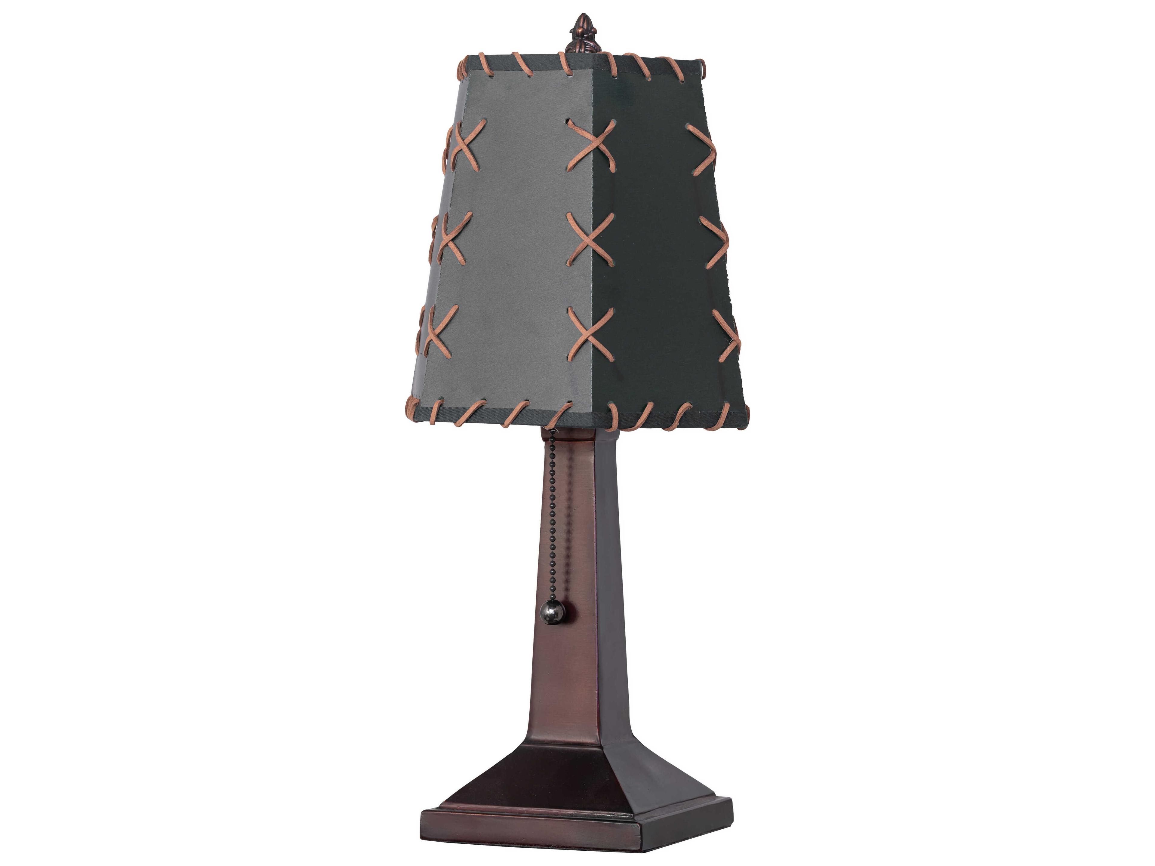 Meyda Mahogany Bronze Green Faux Leather Table Lamp
