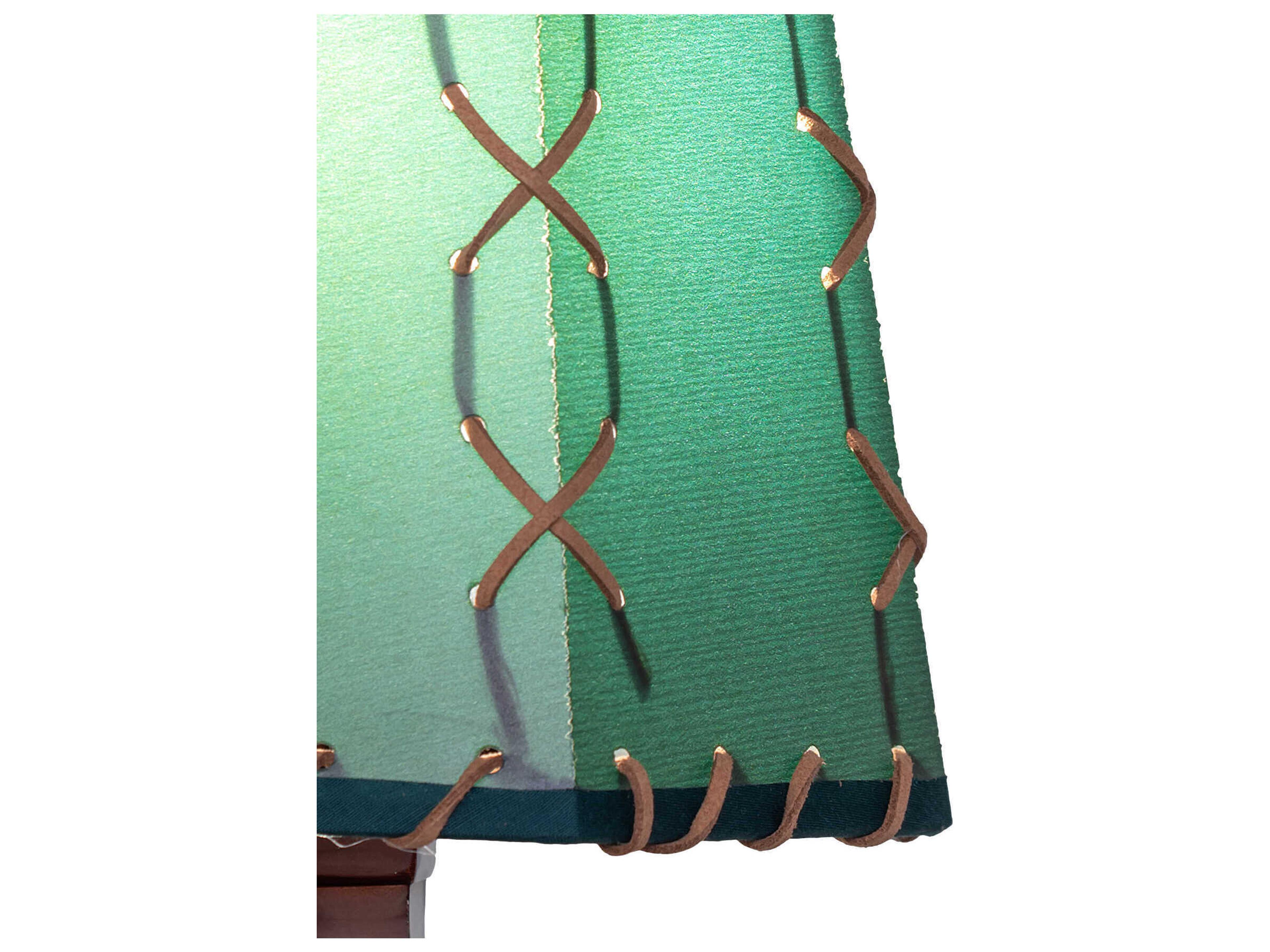 Meyda Mahogany Bronze Green Faux Leather Table Lamp