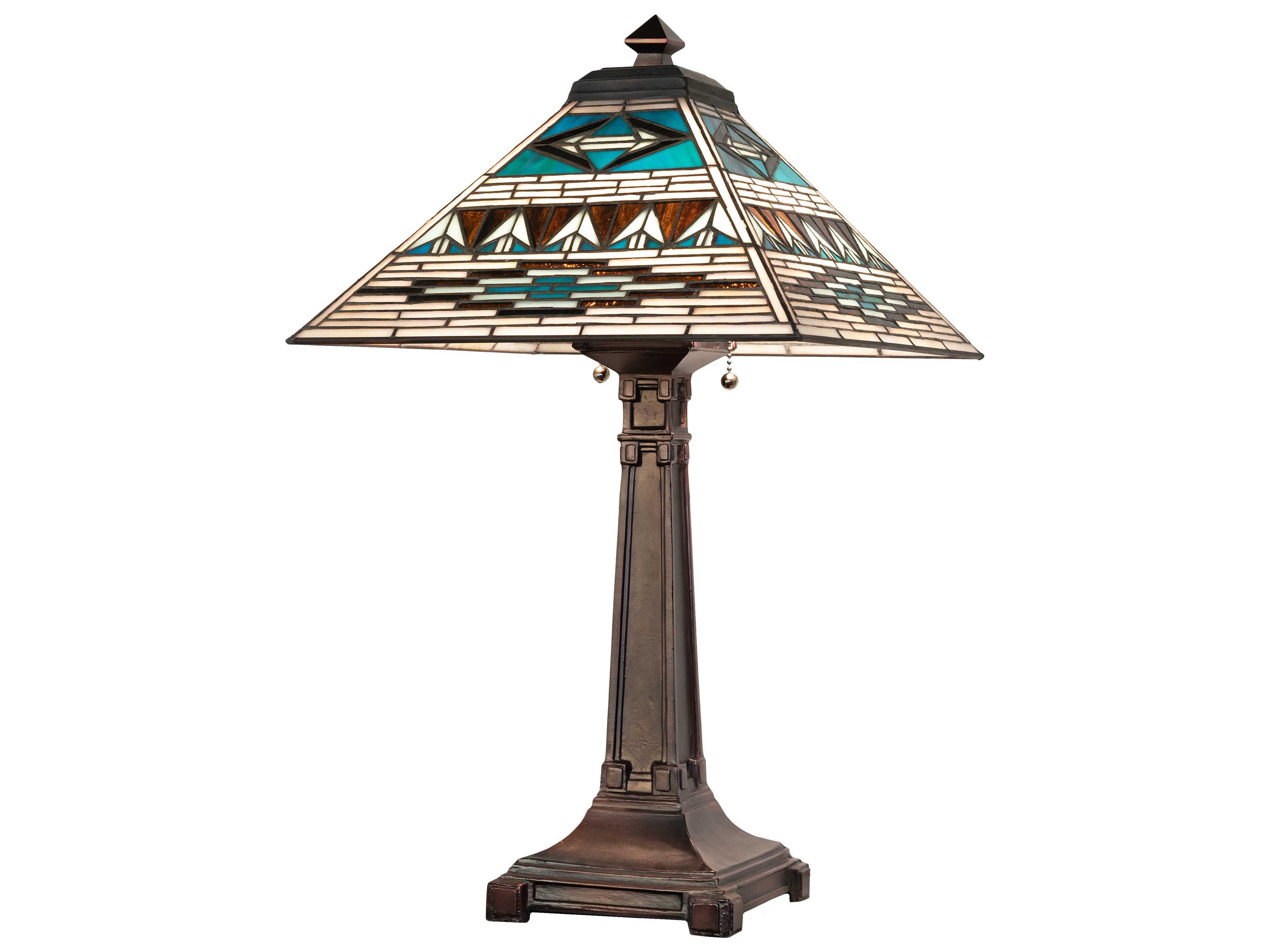 Valencia Mahogany Bronze Green Blue Beige Glass Table Lamp