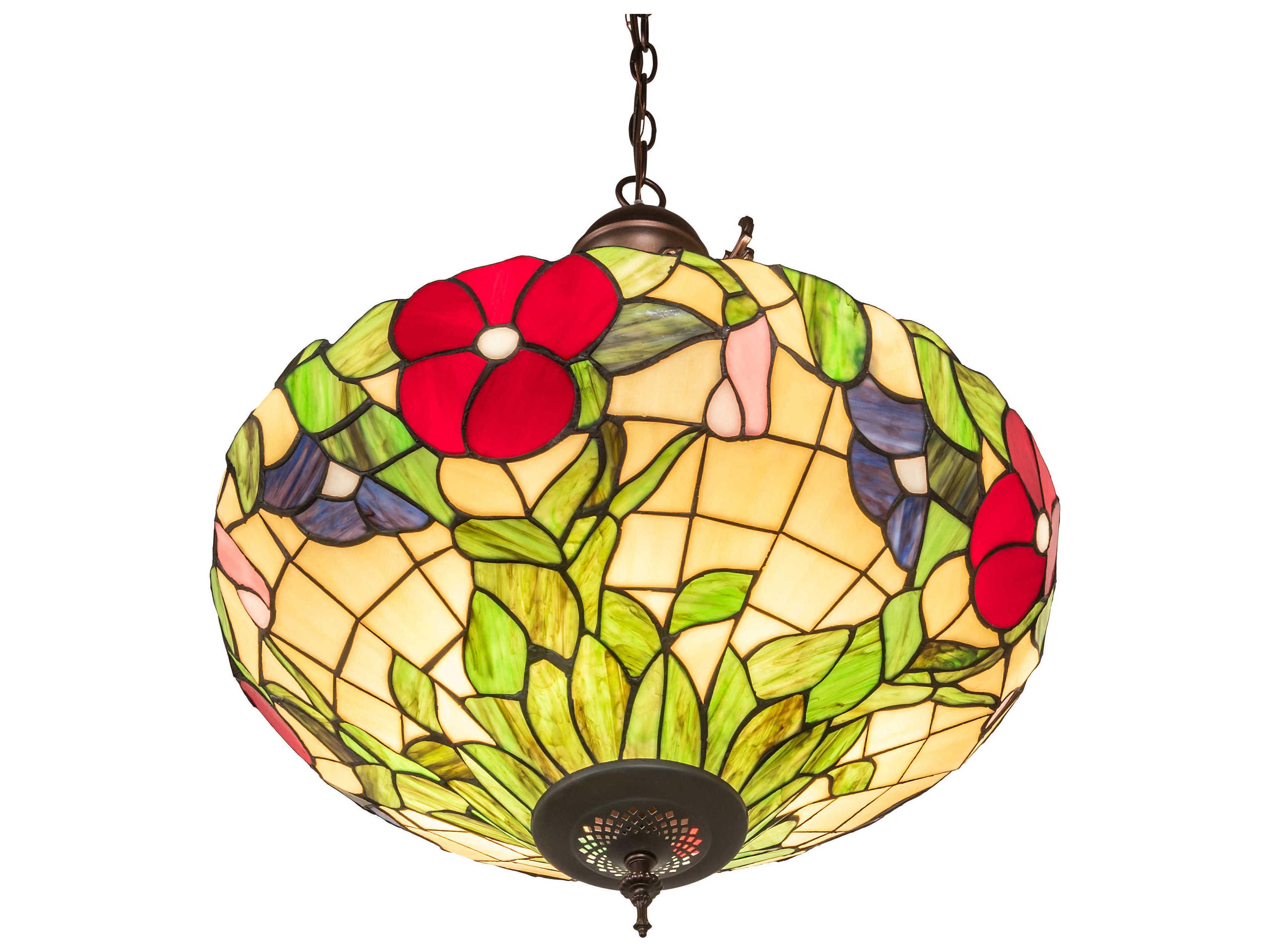 Meyda Peony 3-Light Mahogany Bronze Bowl Pendant