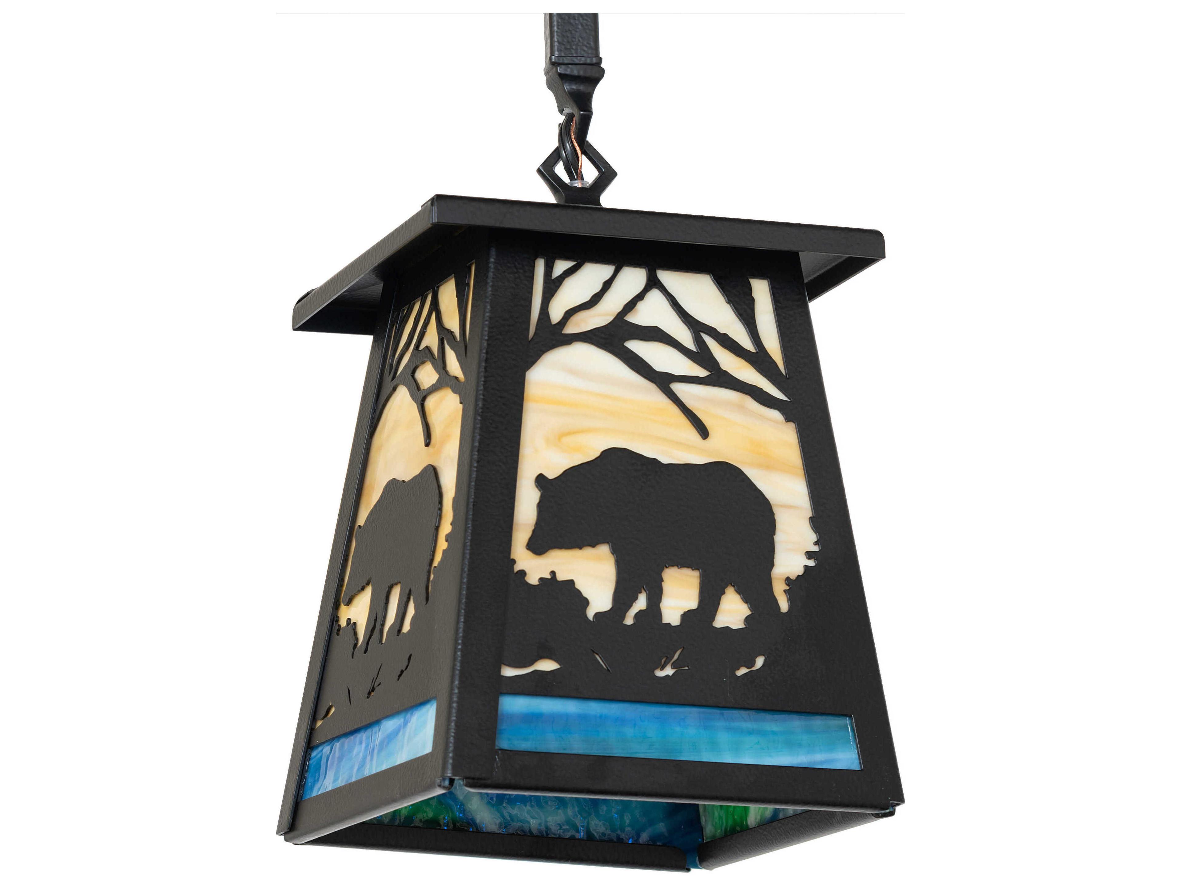 Meyda Bear At Dawn 1-Light Black Satin Wrought Iron Mini Pendant