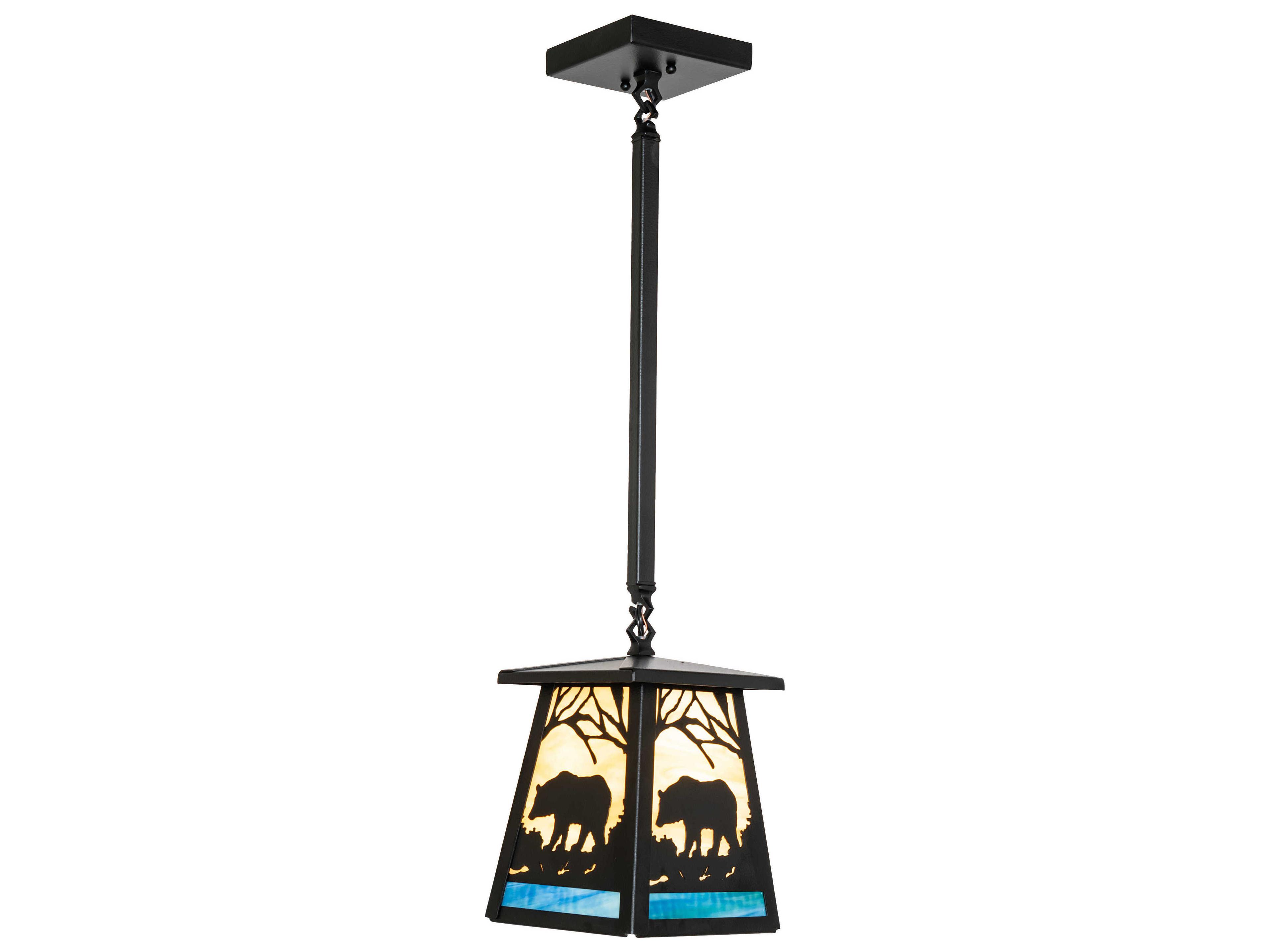 Meyda Bear At Dawn 1-Light Black Satin Wrought Iron Mini Pendant