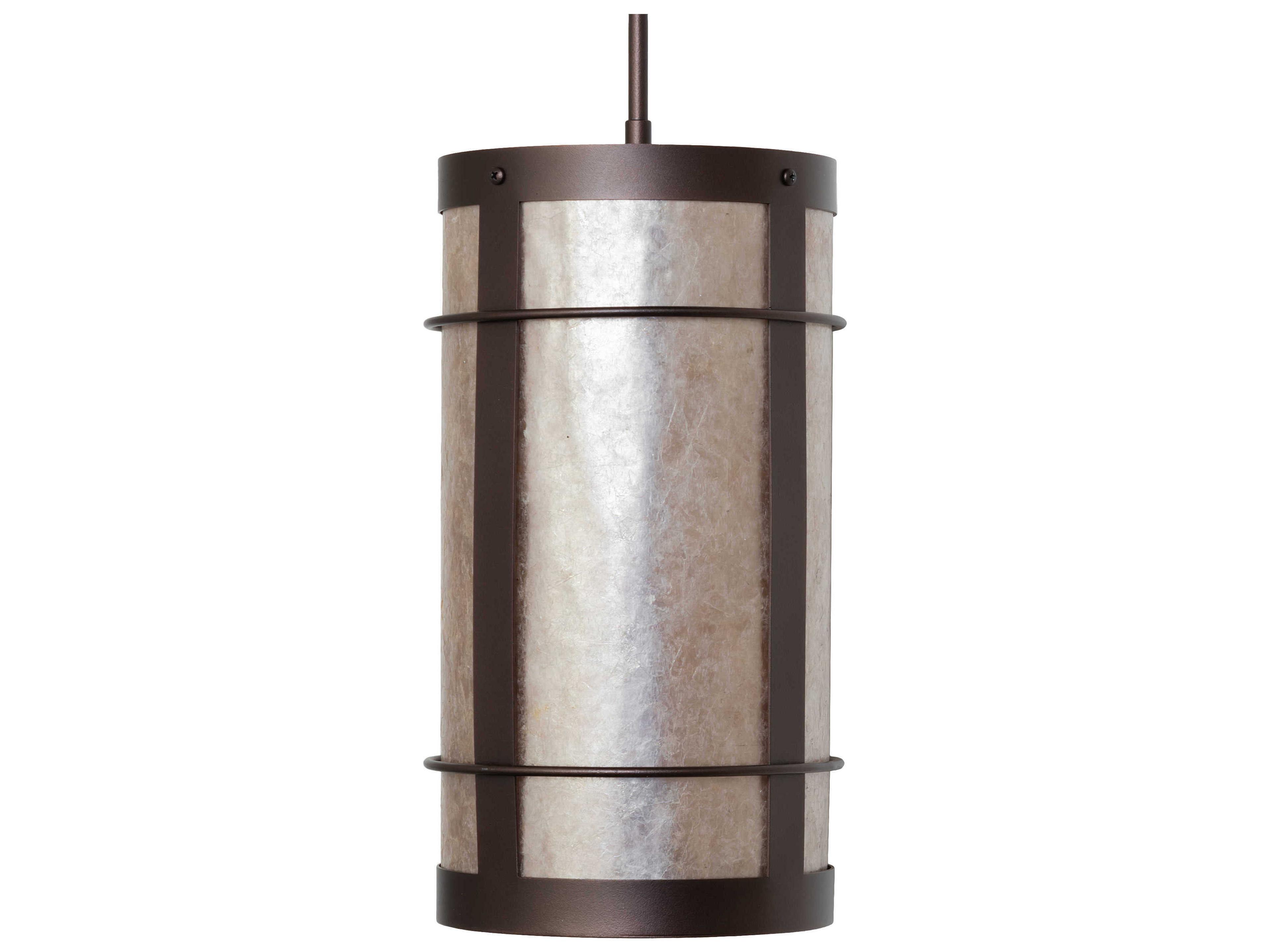Meyda Villa 1-Light Mahogany Bronze Glass Cylinder Mini Pendant