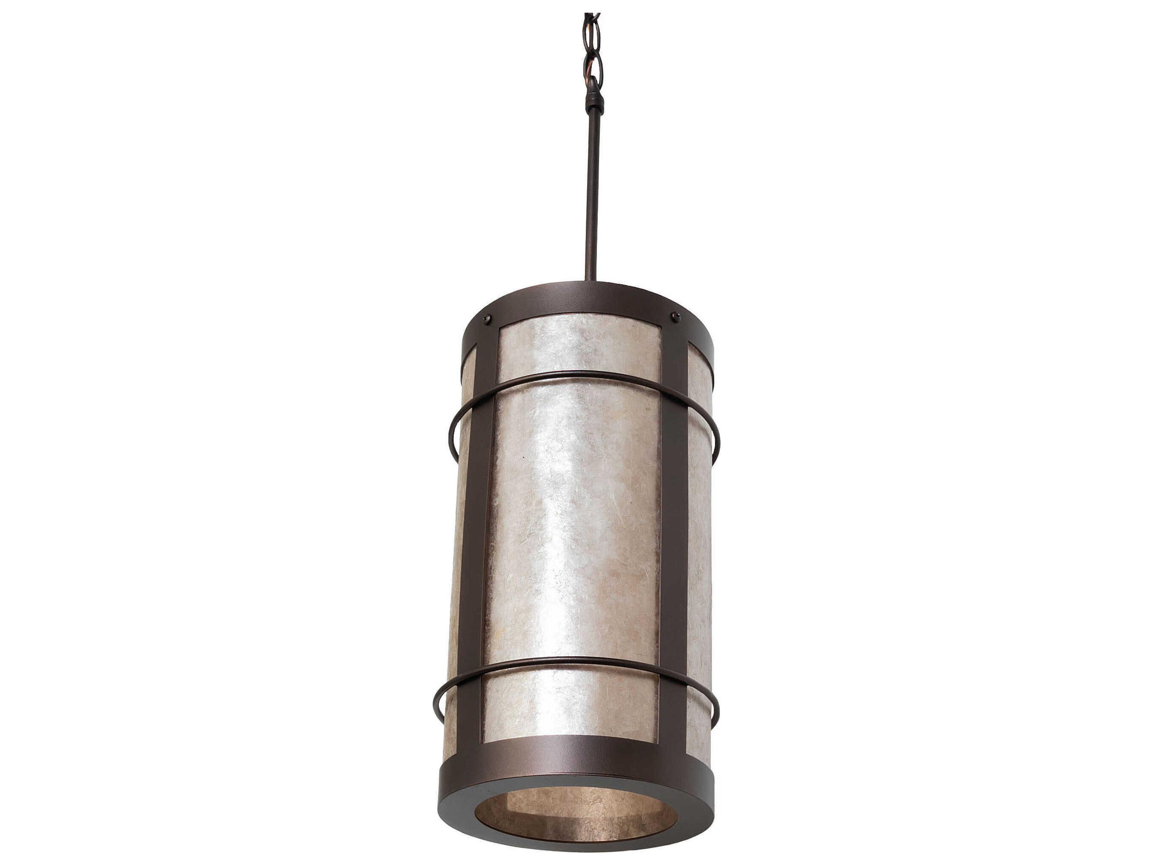 Meyda Villa 1-Light Mahogany Bronze Glass Cylinder Mini Pendant