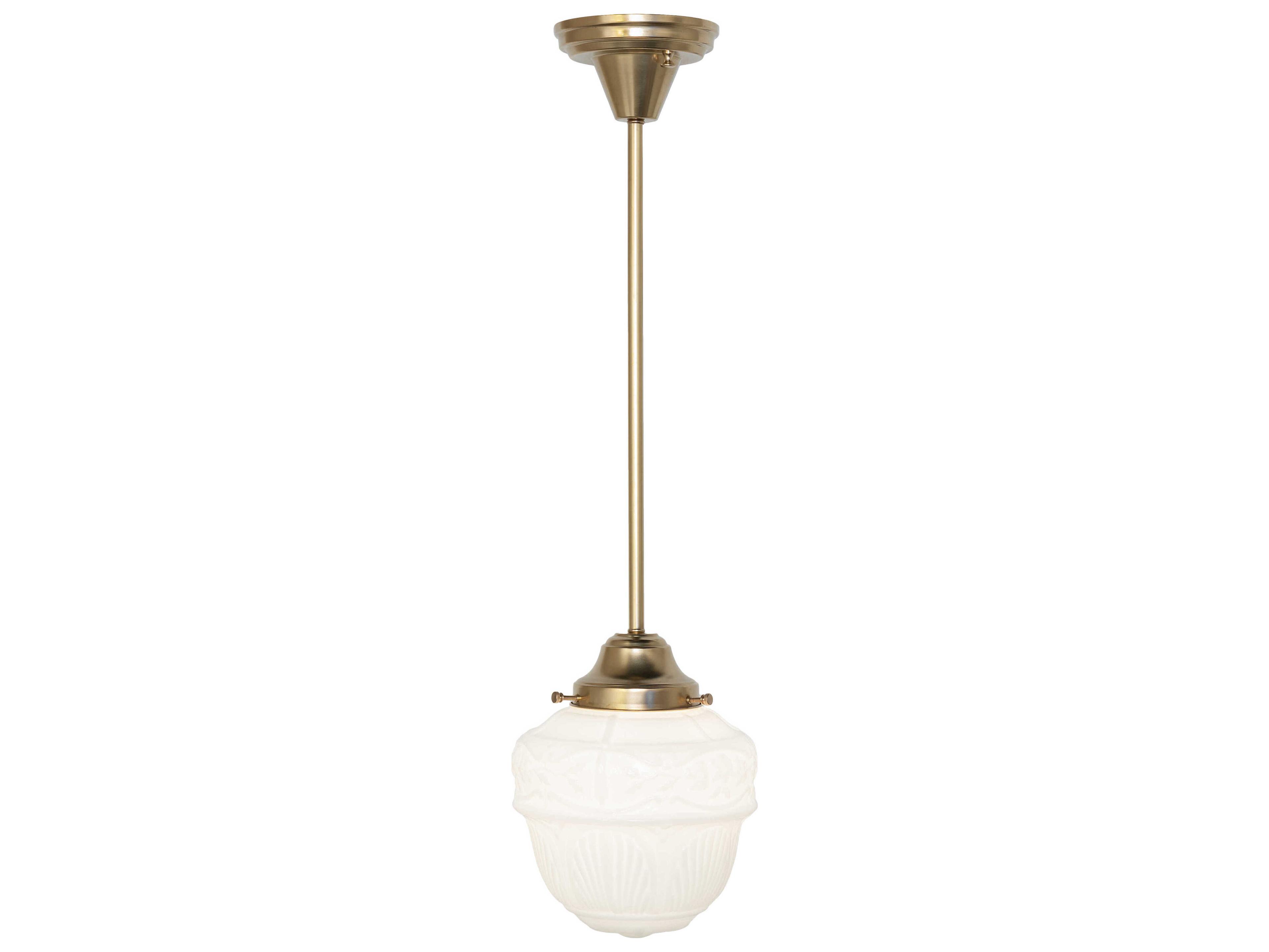 Meyda Revival Schoolhouse 1-Light Natural Brass Mini Pendant