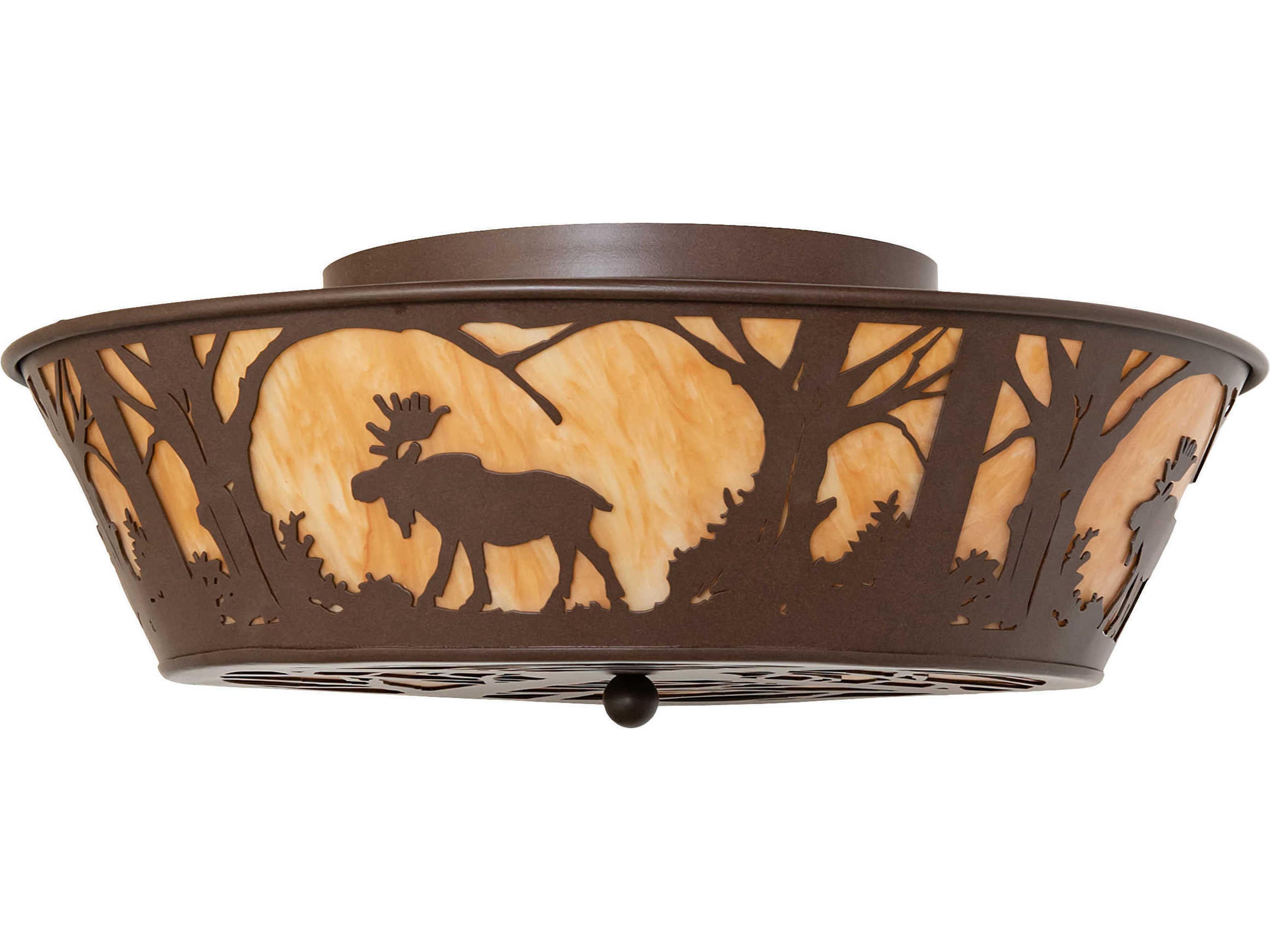 Meyda Moose At Dawn 4-Light Cafe Noir Brown Flush Mount