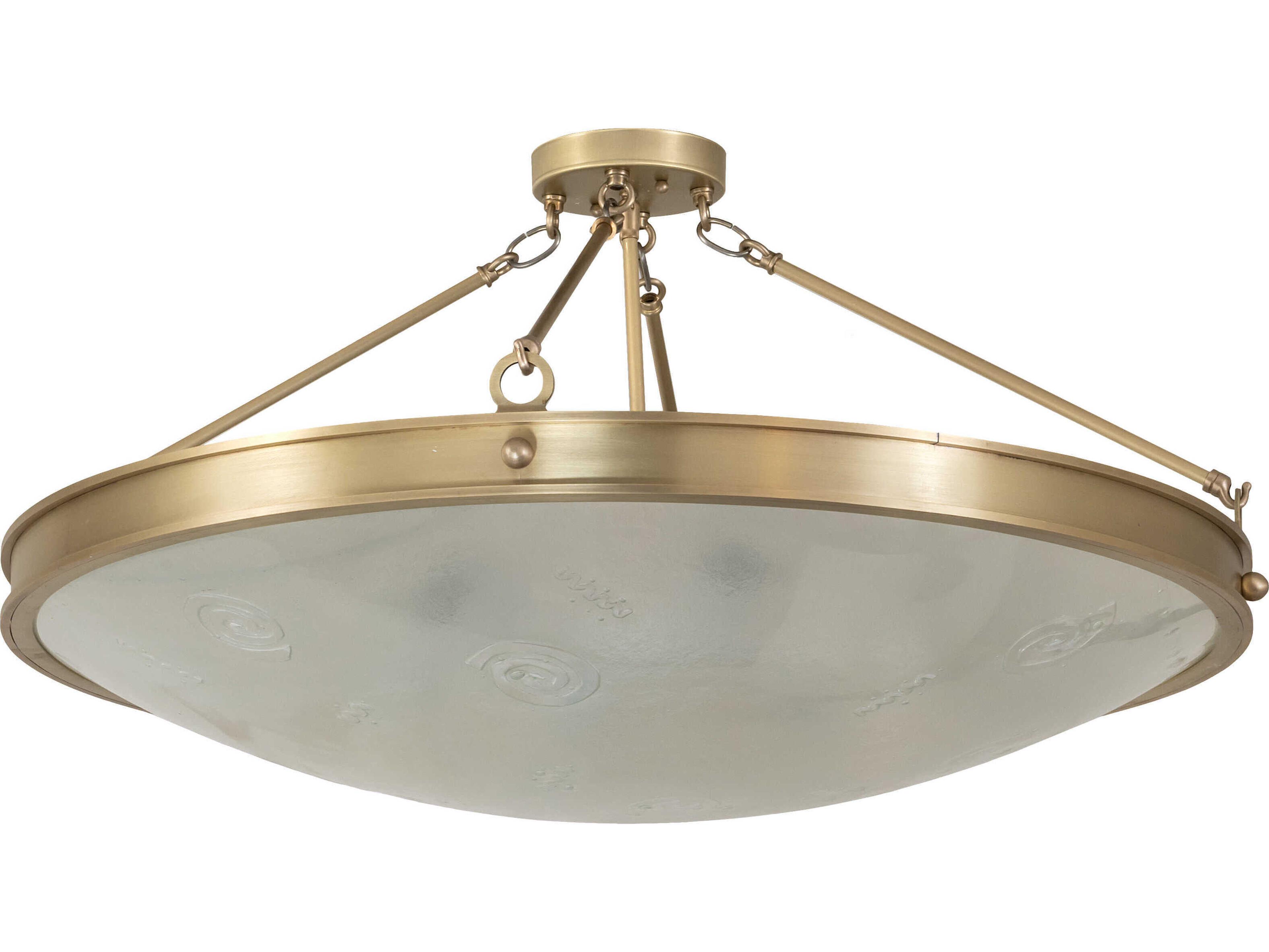 Meyda Metro Fusion 6-Light Brushed Brass Glass Bowl Semi Flush Mount