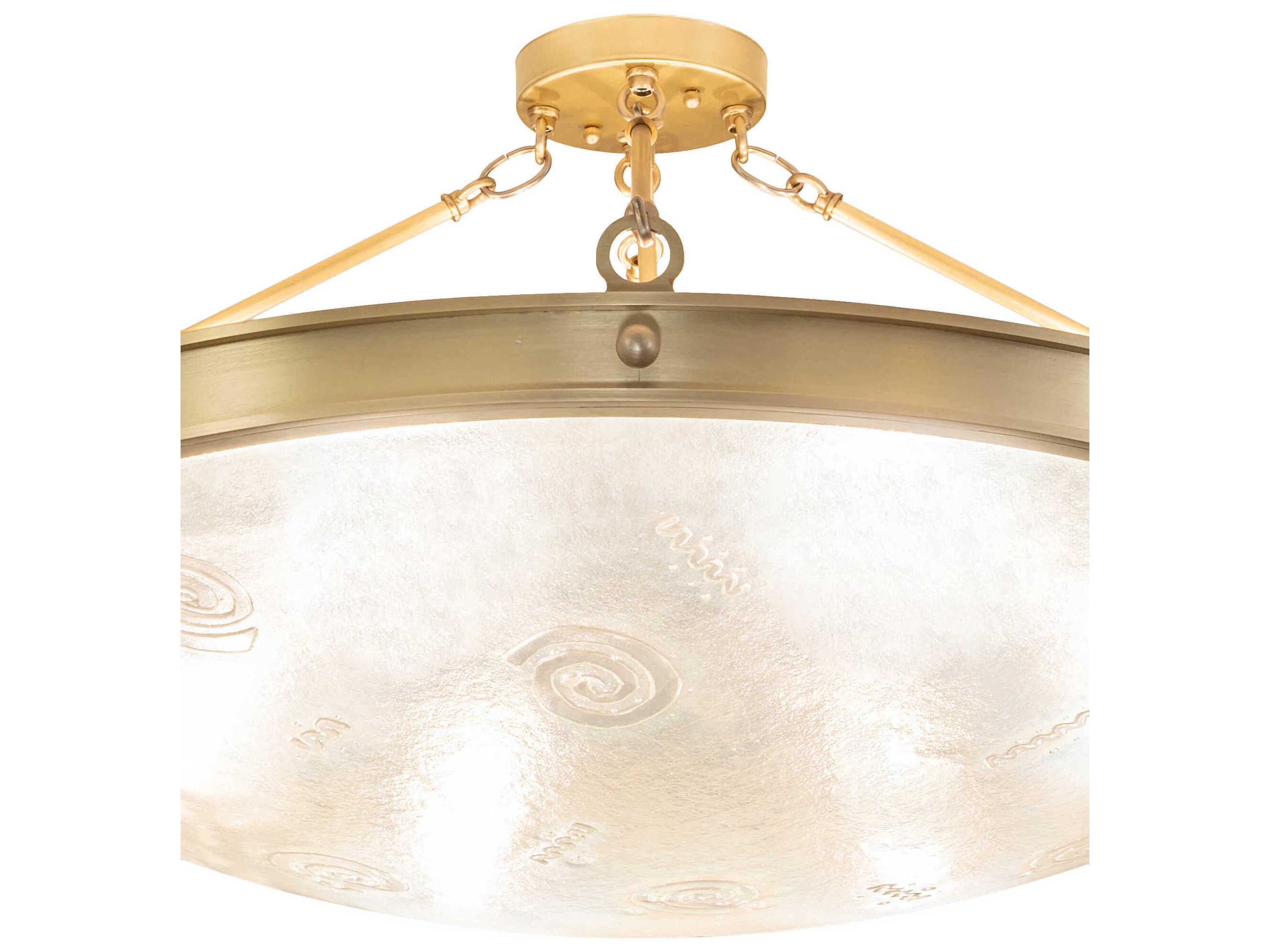 Meyda Metro Fusion 6-Light Brushed Brass Glass Bowl Semi Flush Mount