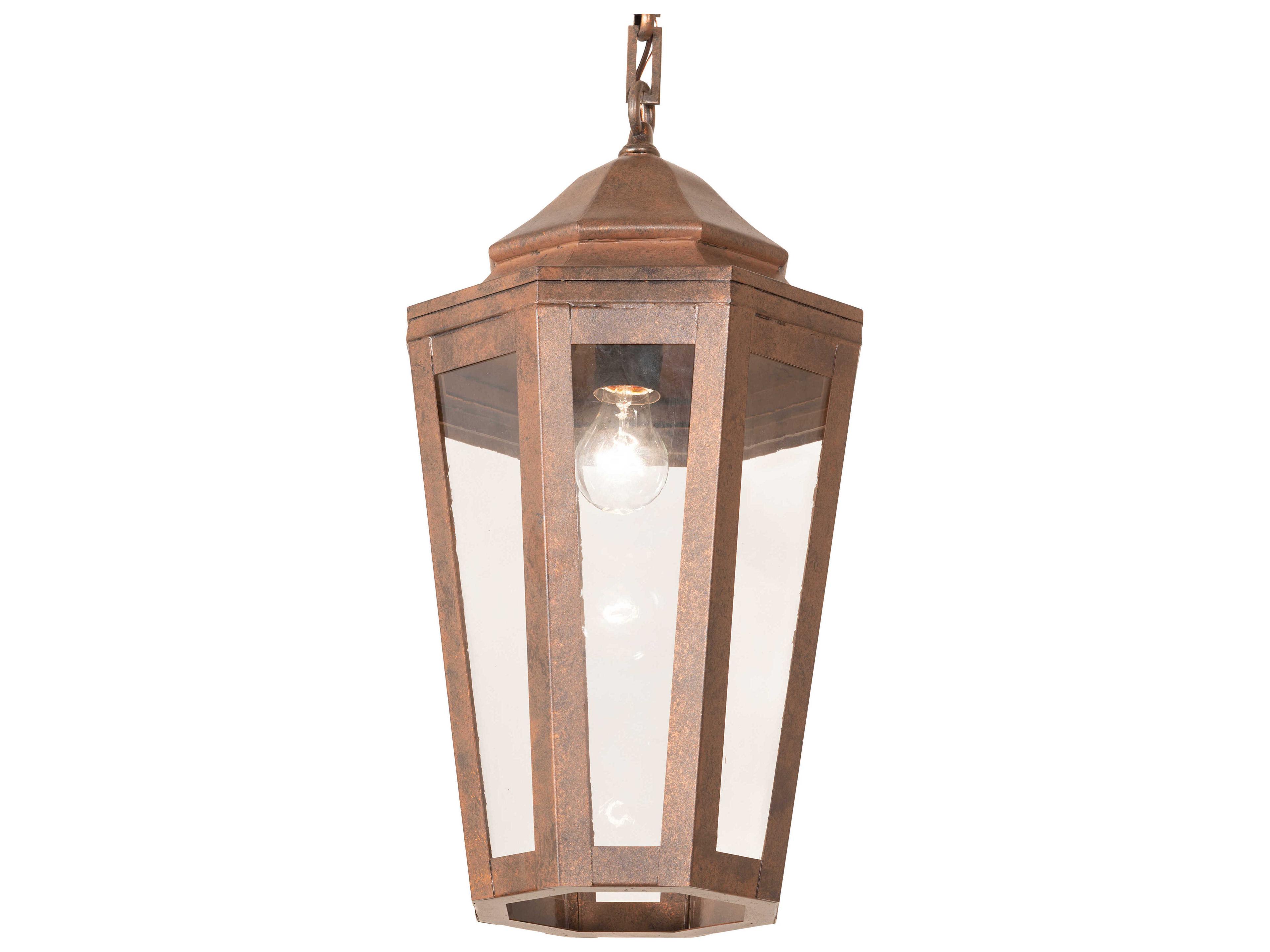 1-Light Antique Rust Copper Lantern Mini Pendant