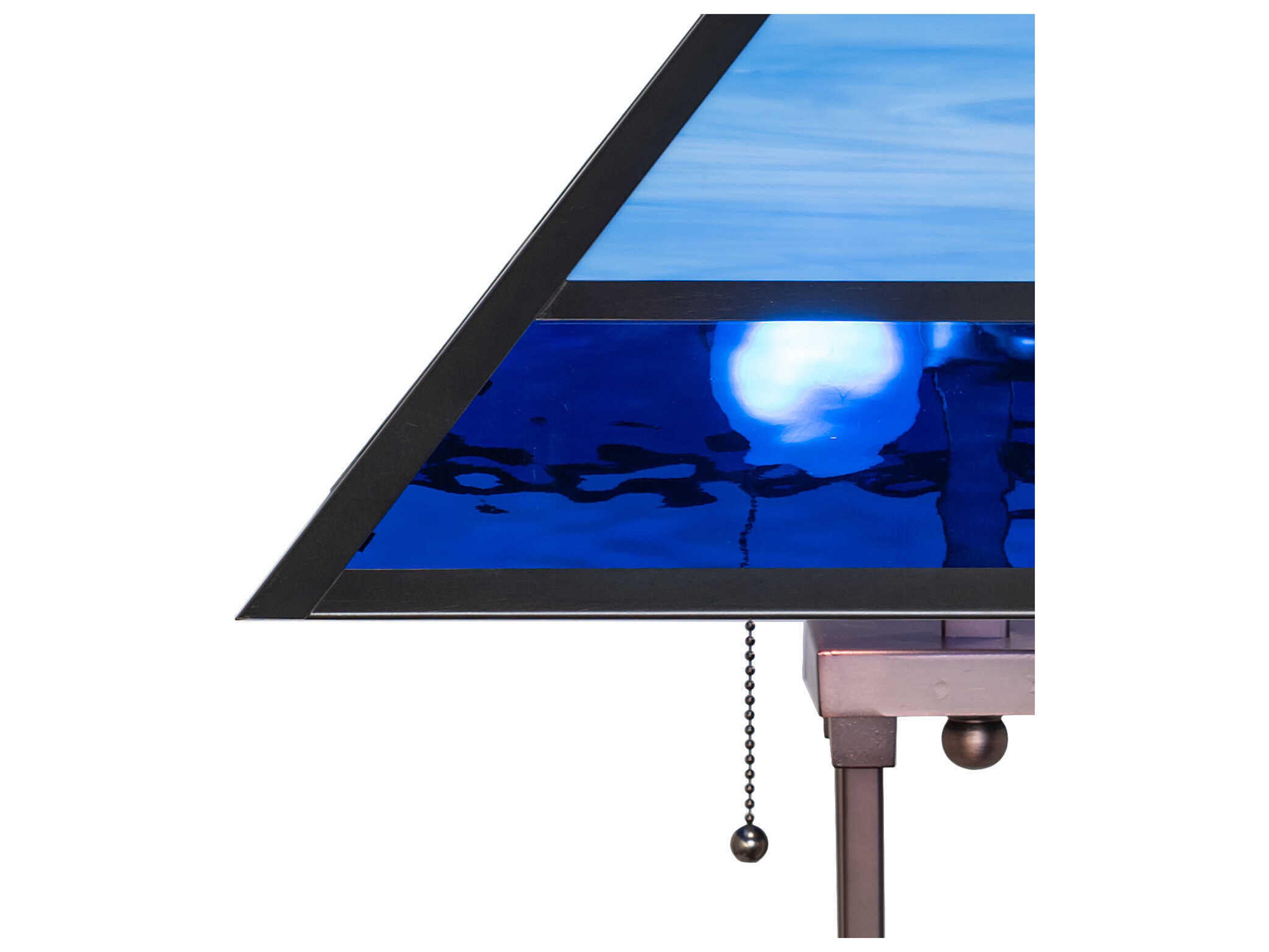 Meyda Split Mission Mahogany Bronze Blue Glass Buffet Lamp