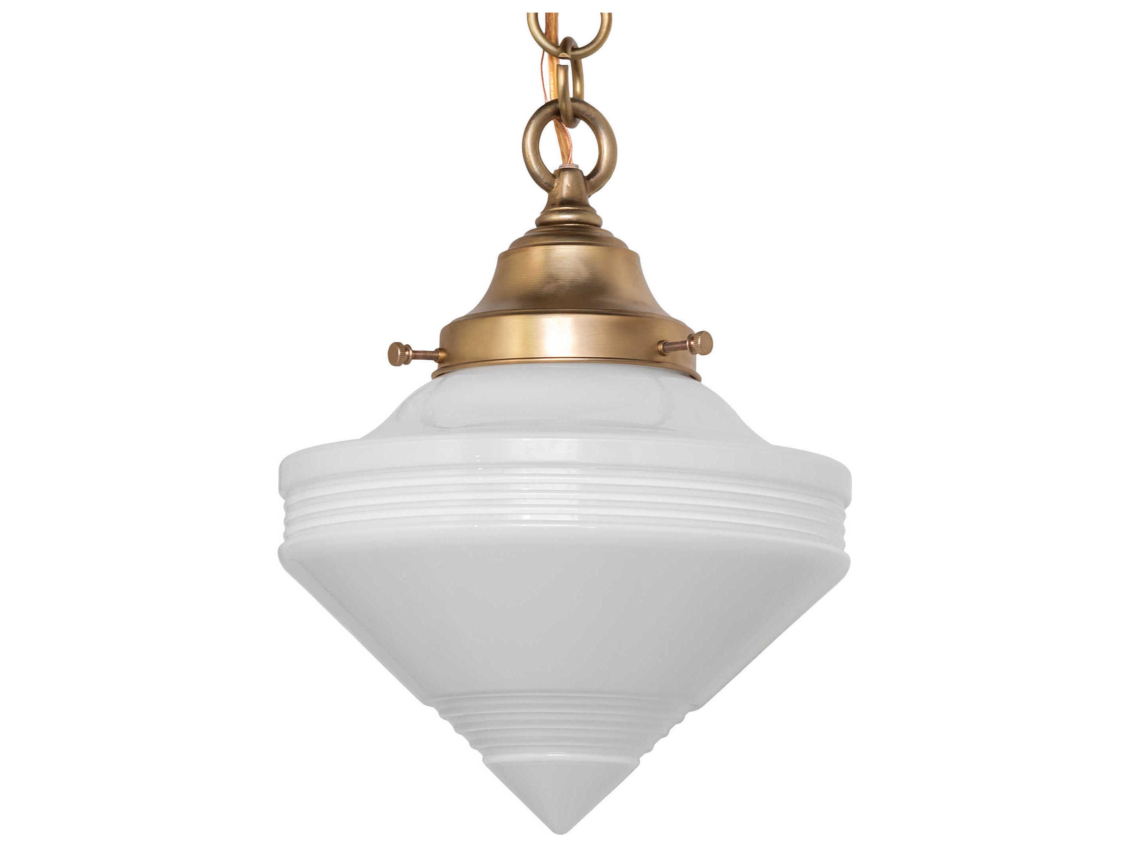 Revival Schoolhouse 1-Light Brushed Brass Glass Geometric Mini Pendant