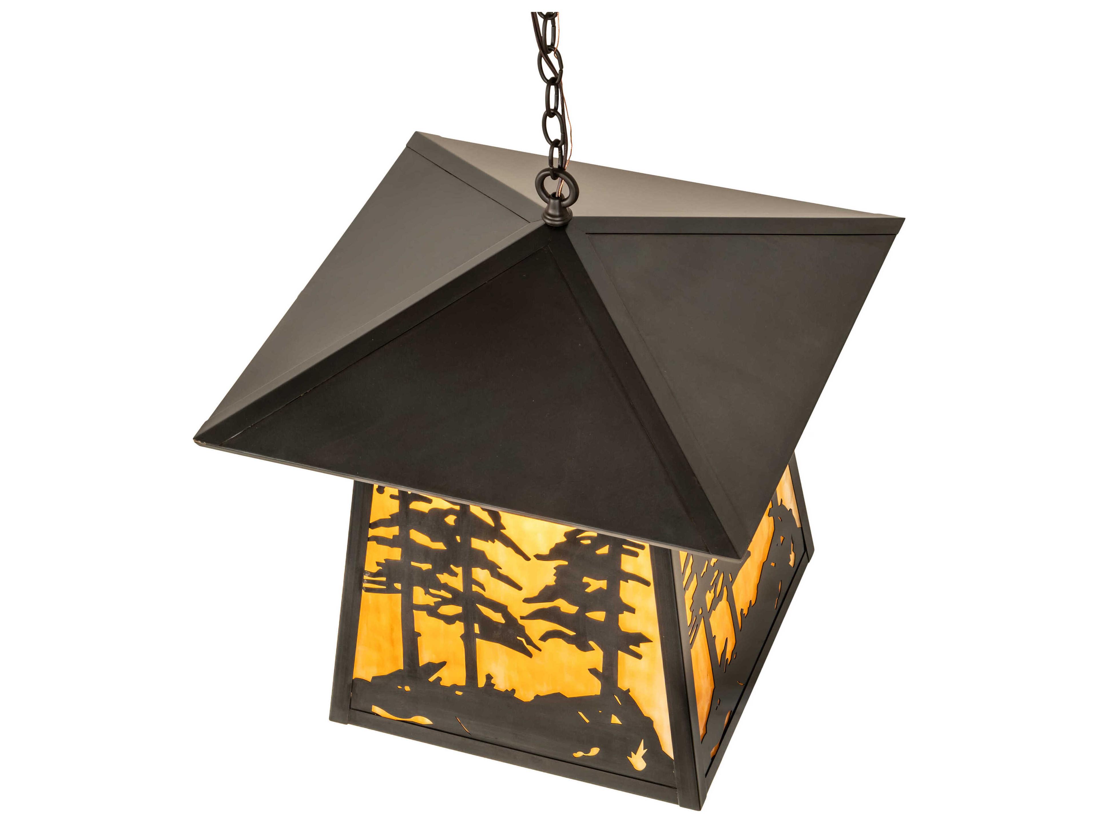 Meyda Stillwater Tall Pines 4-Light Craftsman Brown Lantern Pendant