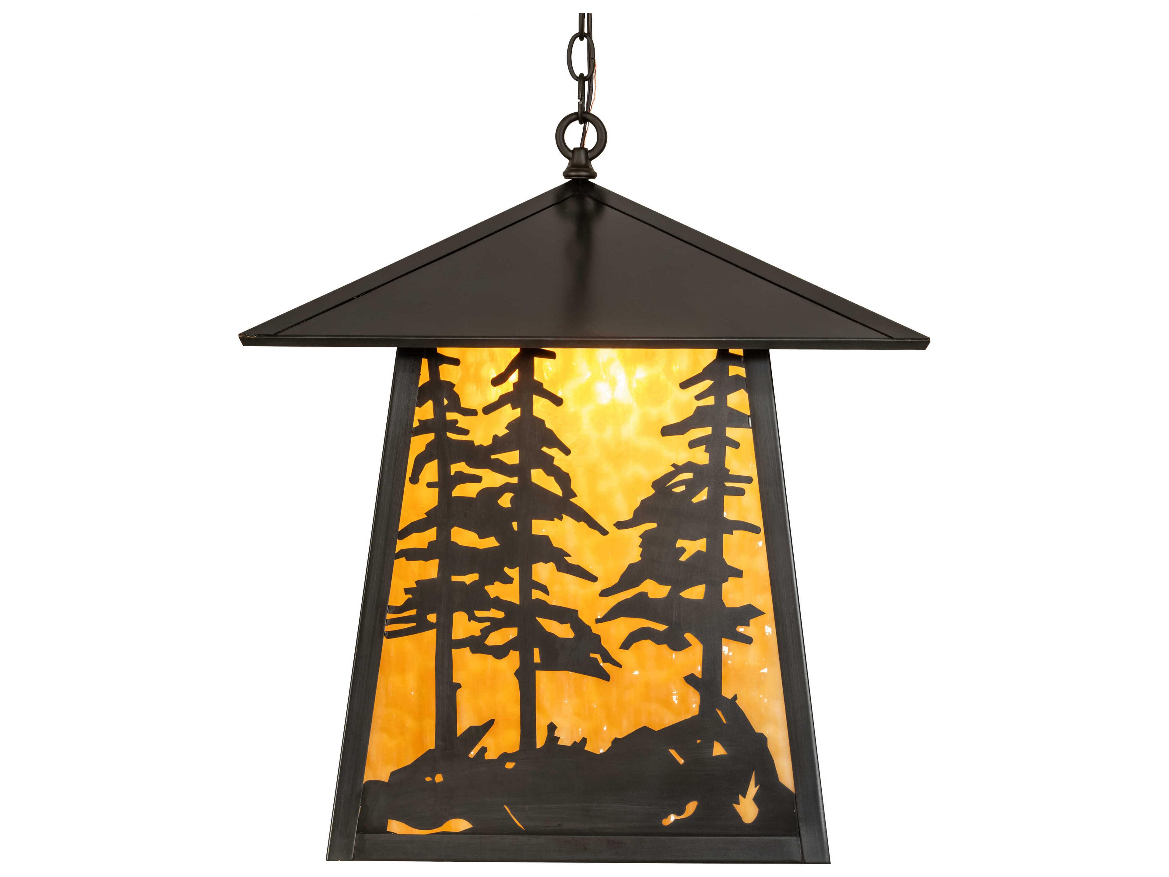 Meyda Stillwater Tall Pines 4-Light Craftsman Brown Lantern Pendant