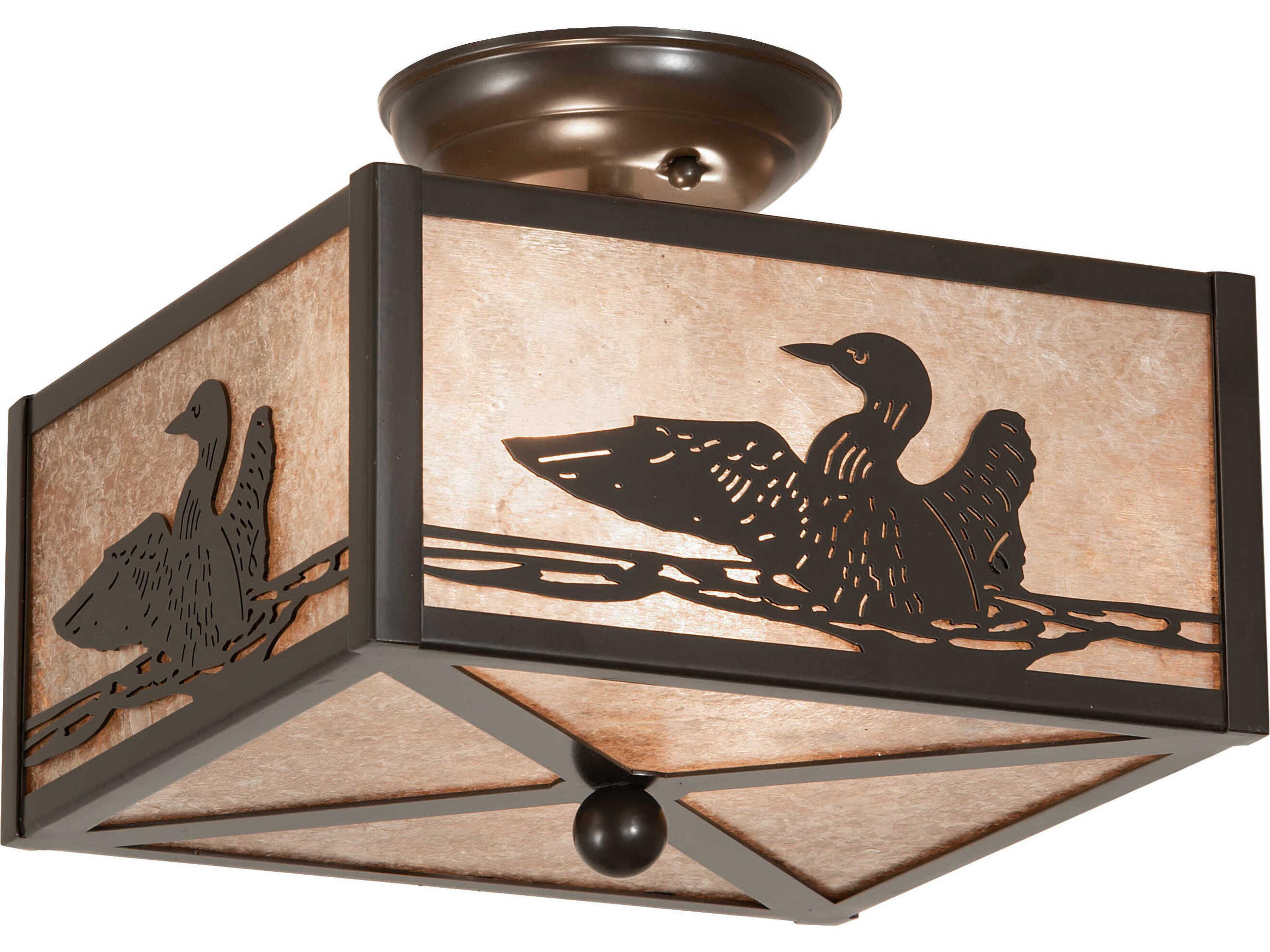 2-Light Timeless Bronze Glass Semi Flush Mount