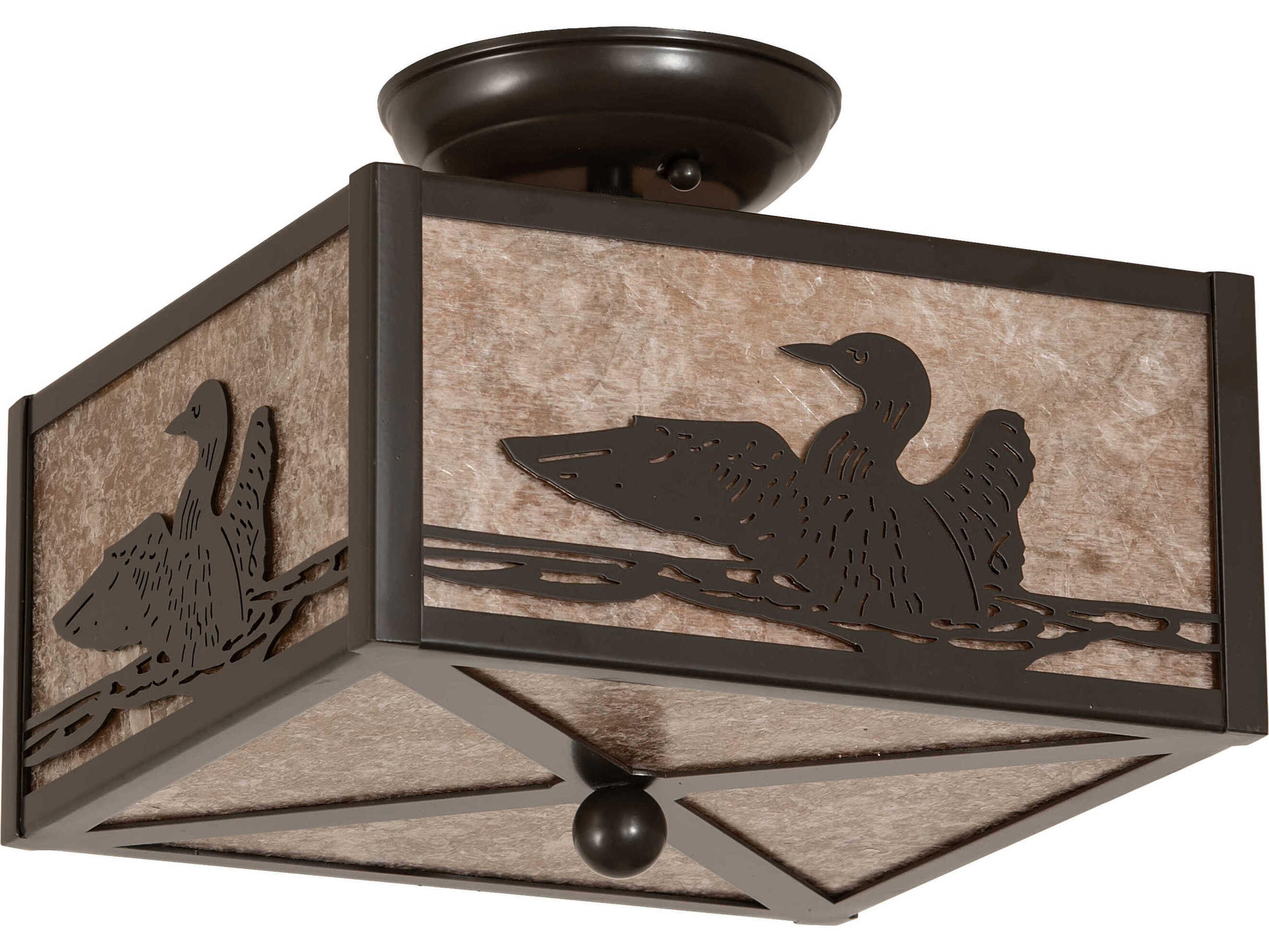 Meyda 2-Light Timeless Bronze Glass Semi Flush Mount