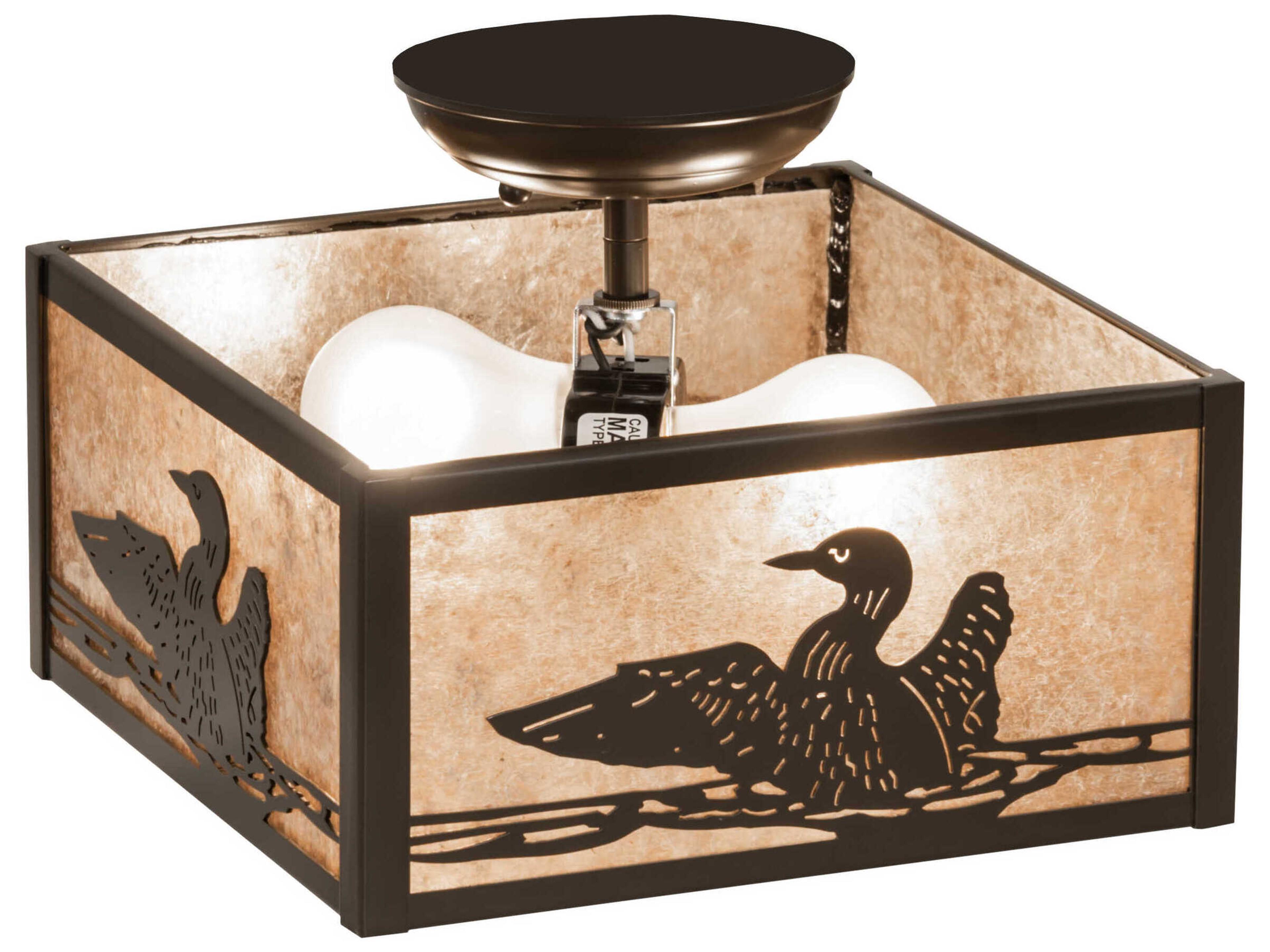 Meyda 2-Light Timeless Bronze Glass Semi Flush Mount