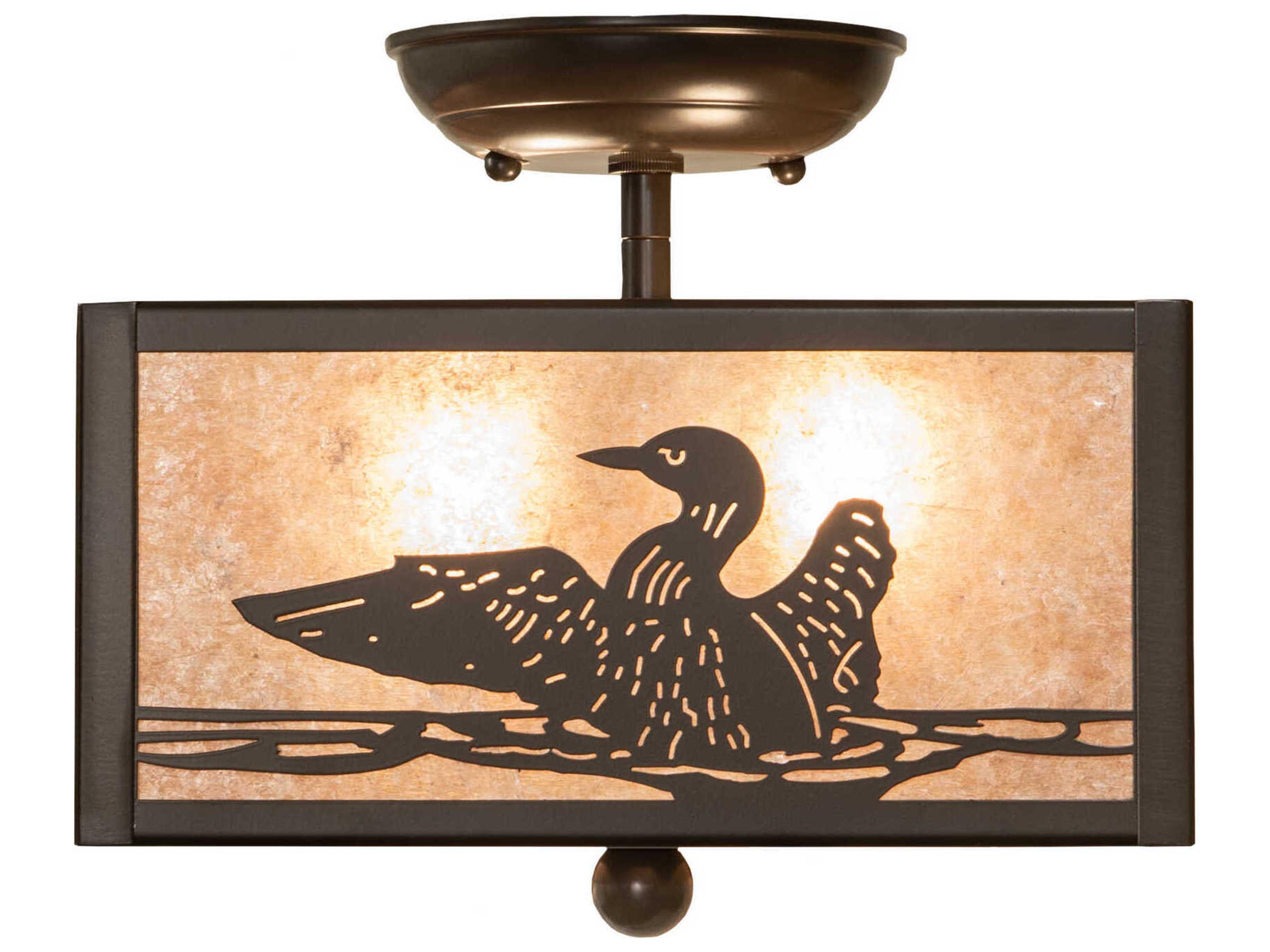 Meyda 2-Light Timeless Bronze Glass Semi Flush Mount