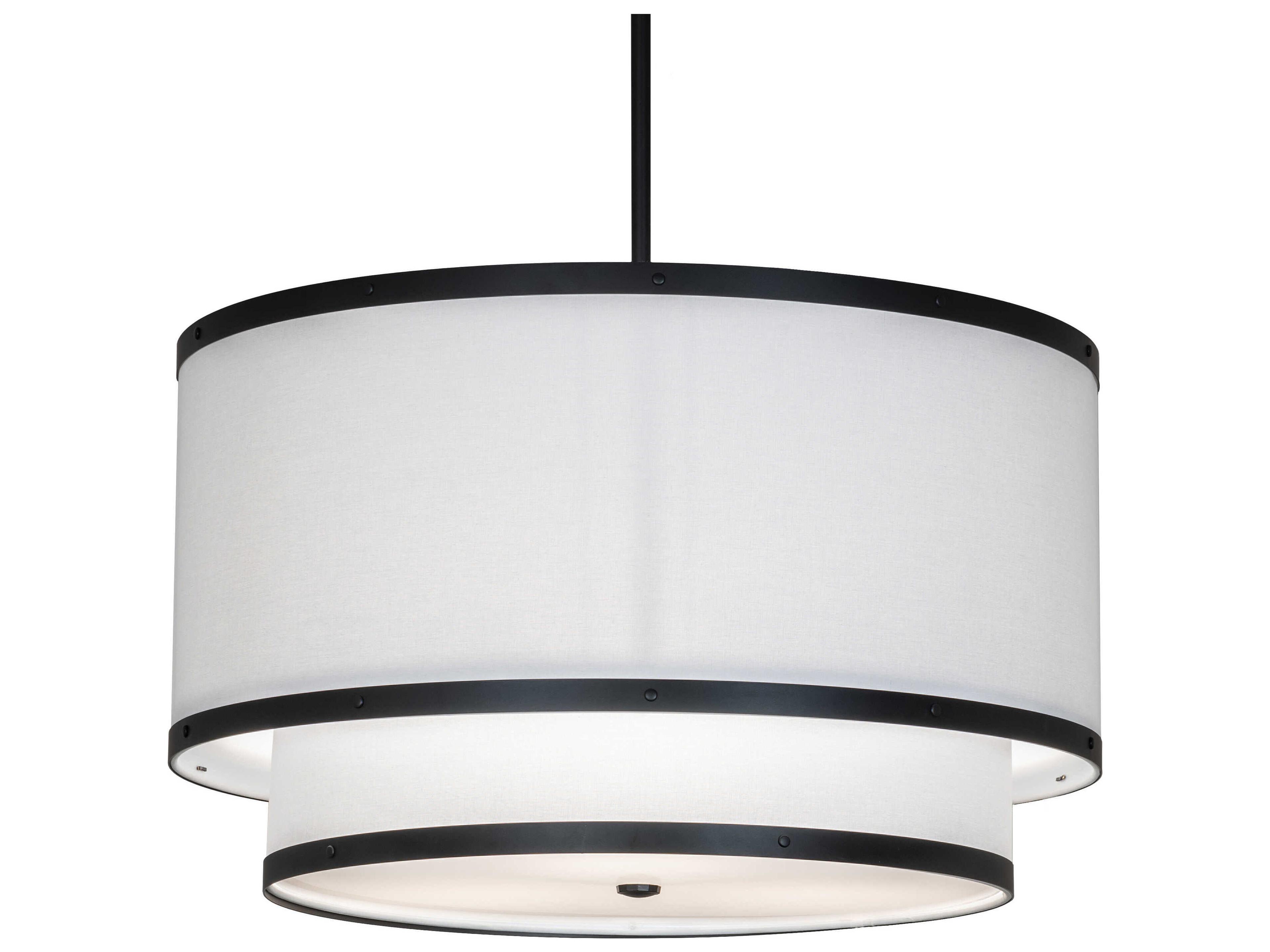 Cilindro 3-Light Solar Black White Drum Pendant