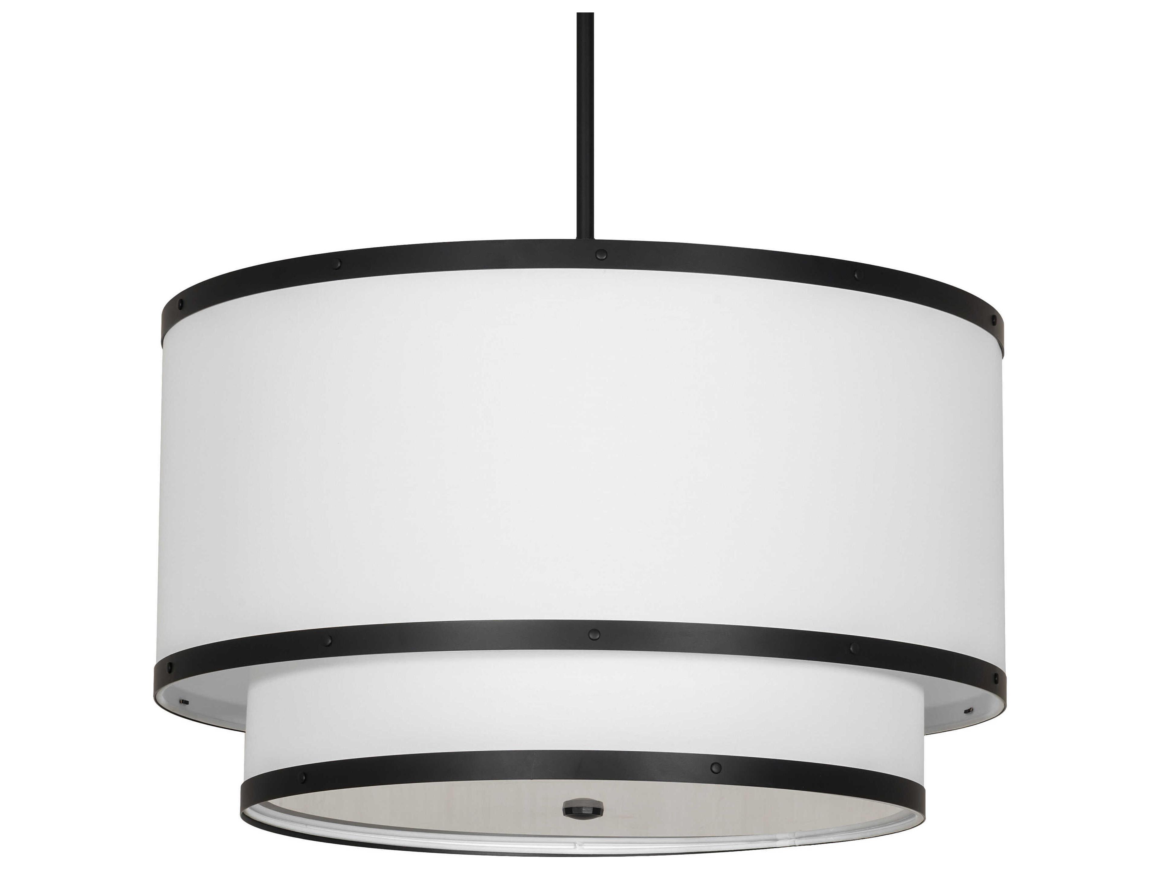 Meyda Cilindro 3-Light Solar Black White Drum Pendant