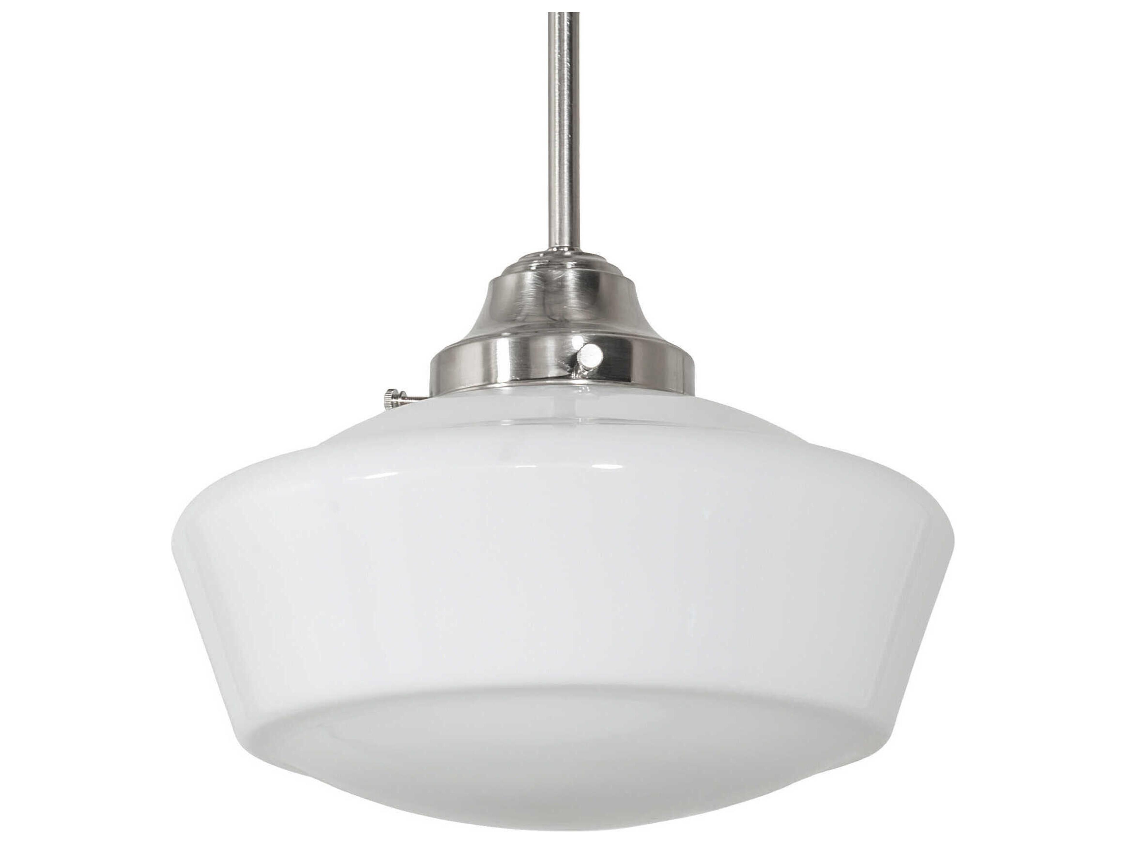 Revival Schoolhouse 1-Light Brushed Nickel Glass Mini Pendant