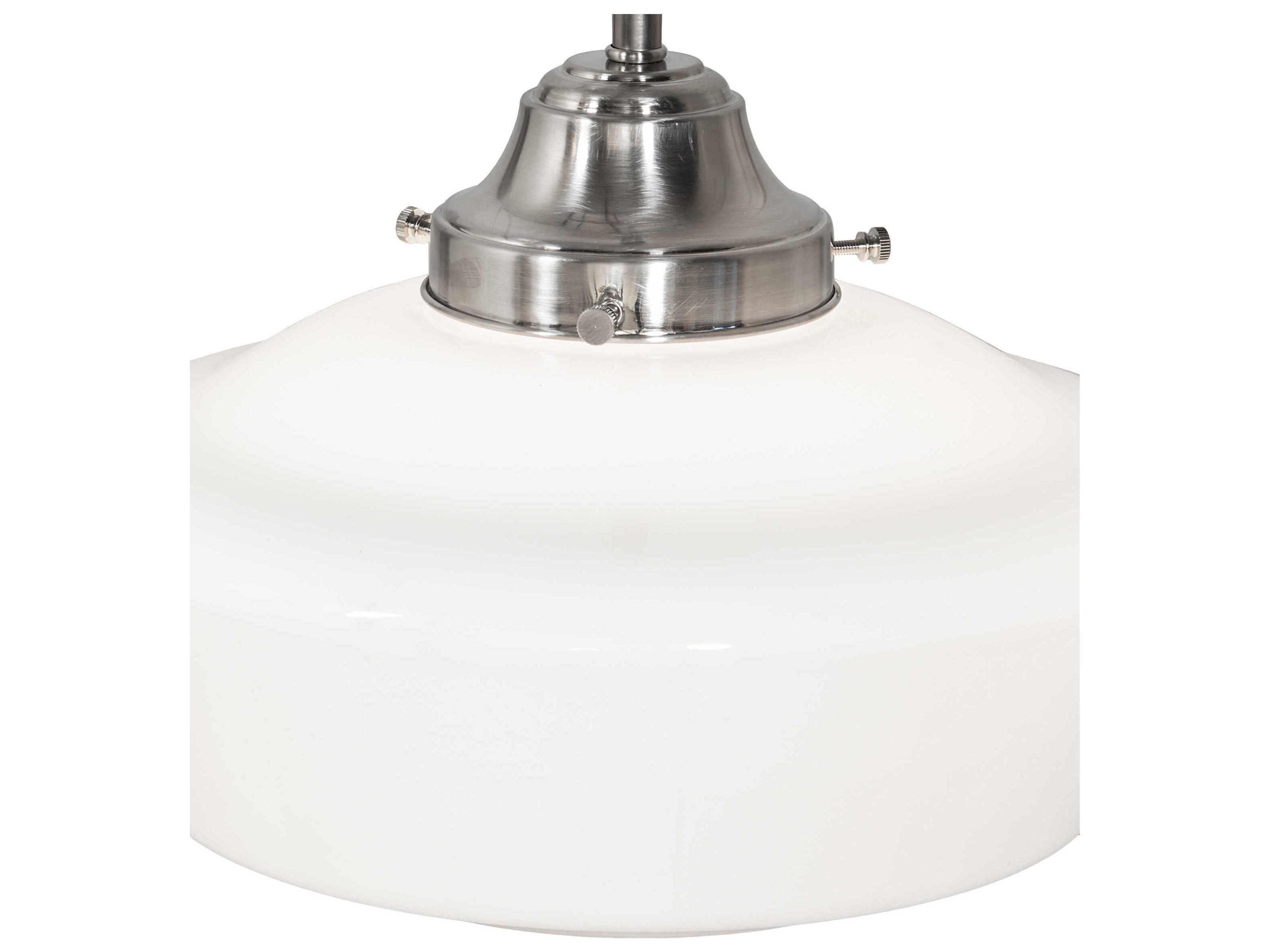 Meyda Revival Schoolhouse 1-Light Brushed Nickel Glass Mini Pendant