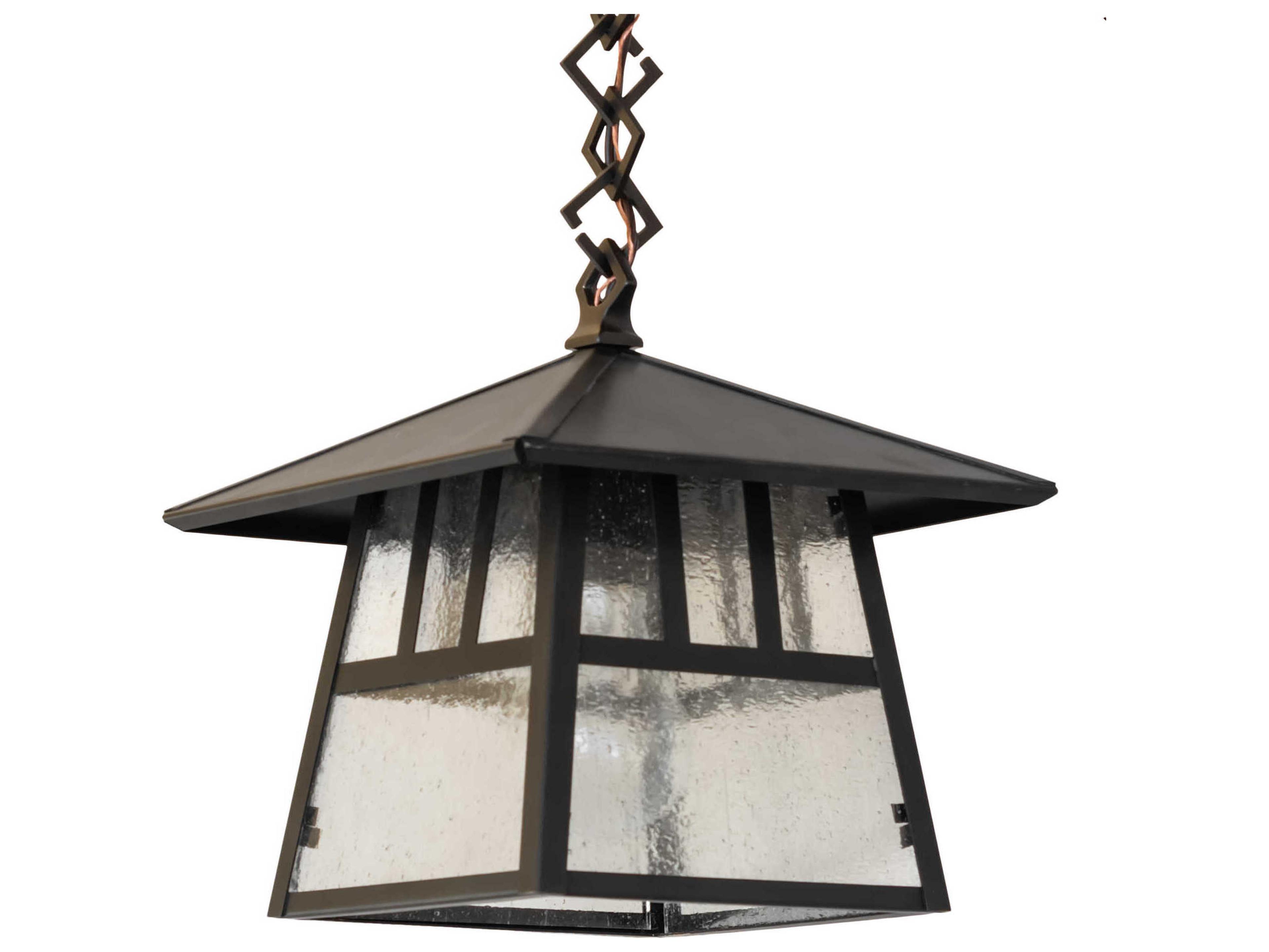 Meyda Stillwater Double Bar Mission 1-Light Craftsman Brown Lantern Mini Pendant