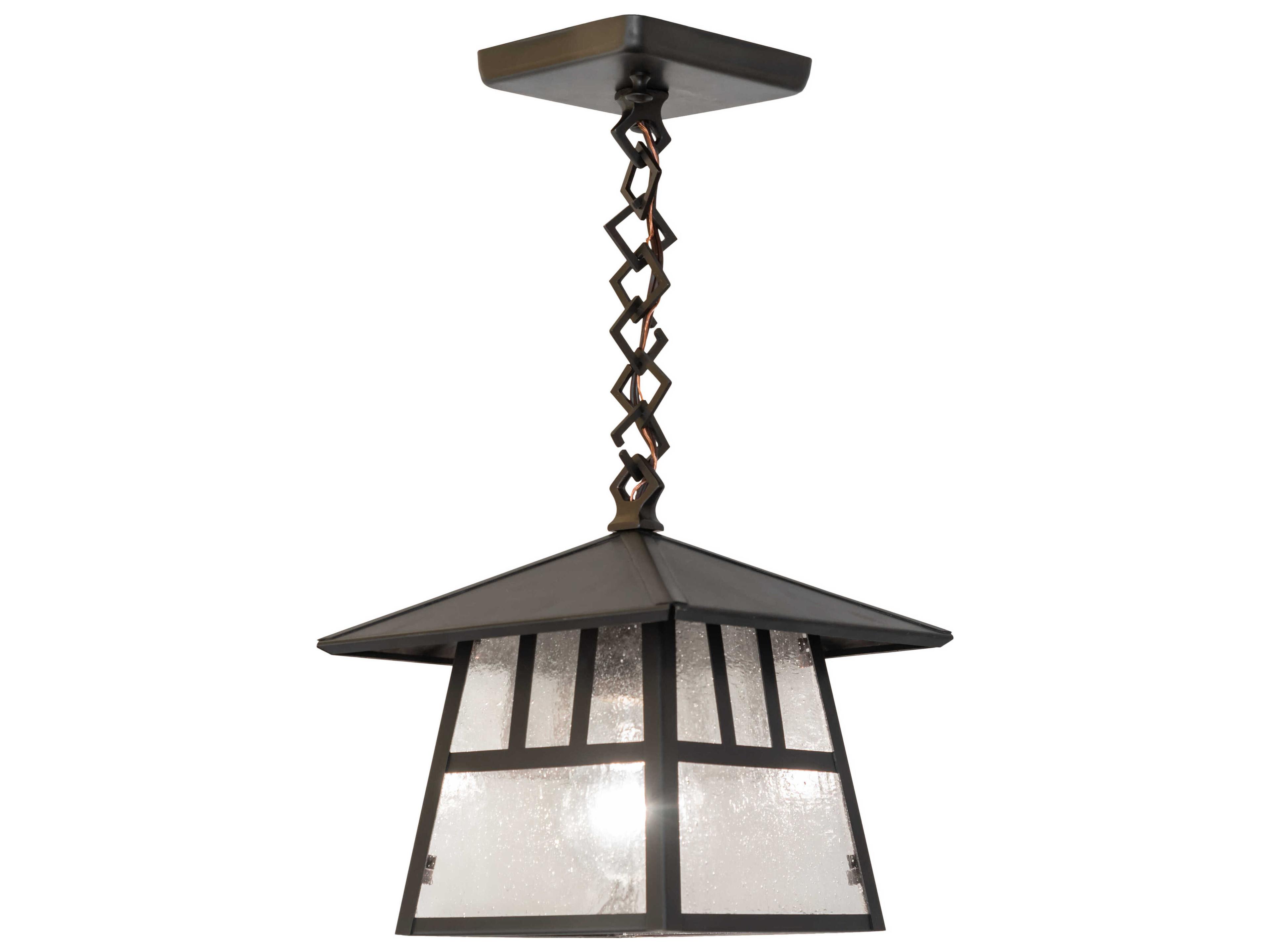Meyda Stillwater Double Bar Mission 1-Light Craftsman Brown Lantern Mini Pendant