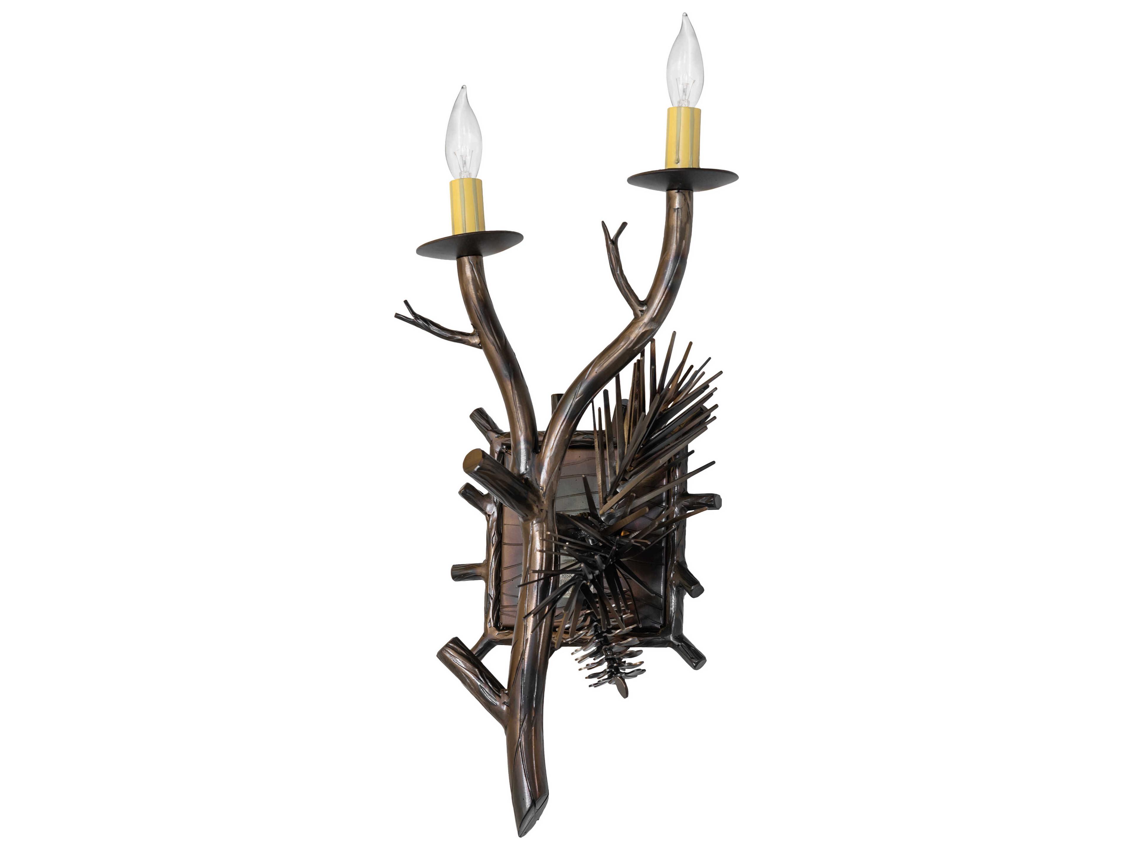 Meyda Lone Pine 2-Light Light Burnished Antique Copper Wall Sconce