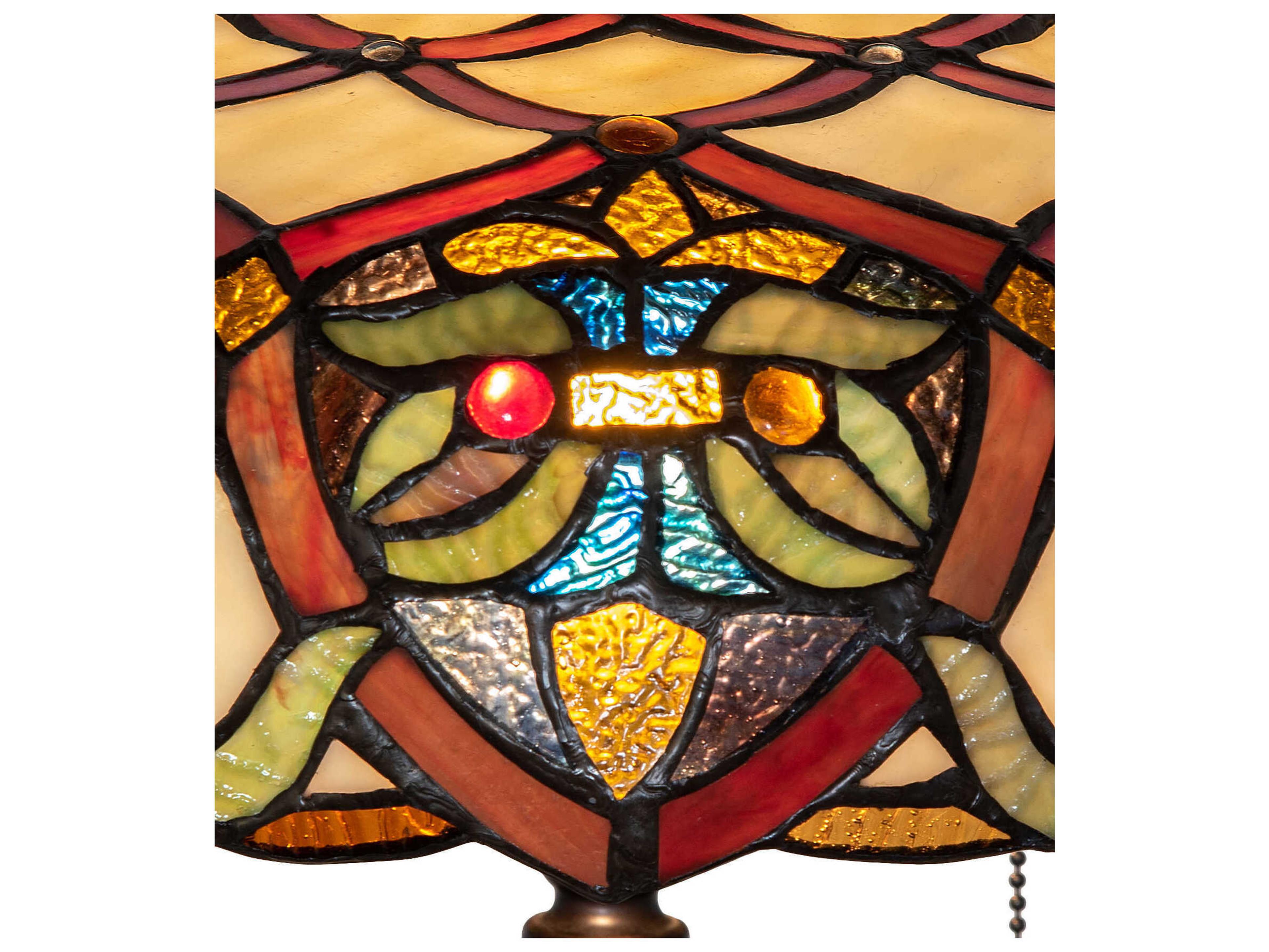 Meyda Franco Mahogany Bronze Ruby Coral Amber Glass Tiffany Buffet Lamp