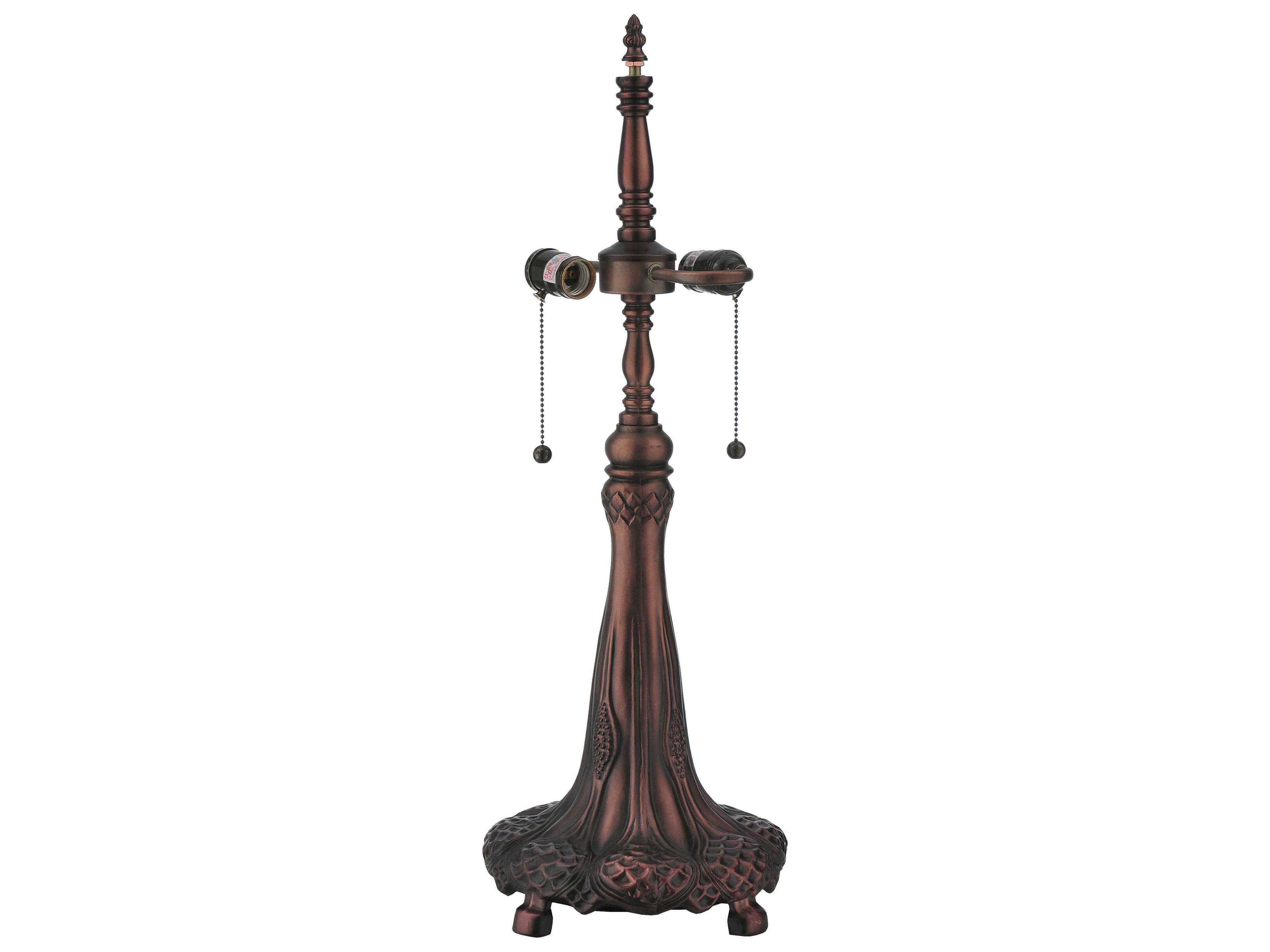 Meyda Franco Mahogany Bronze Ruby Coral Amber Glass Tiffany Buffet Lamp